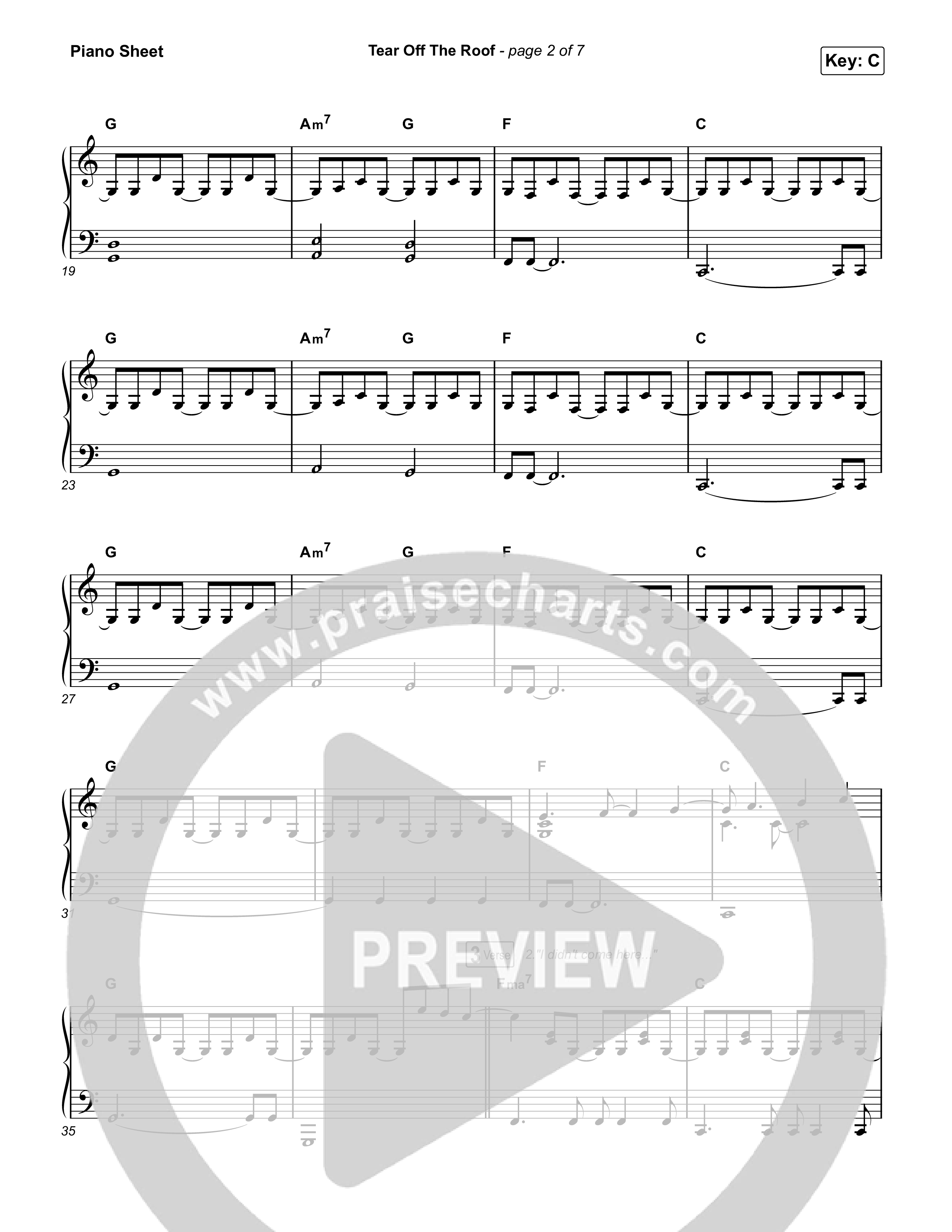 Tear Off The Roof Piano Sheet (Brandon Lake)