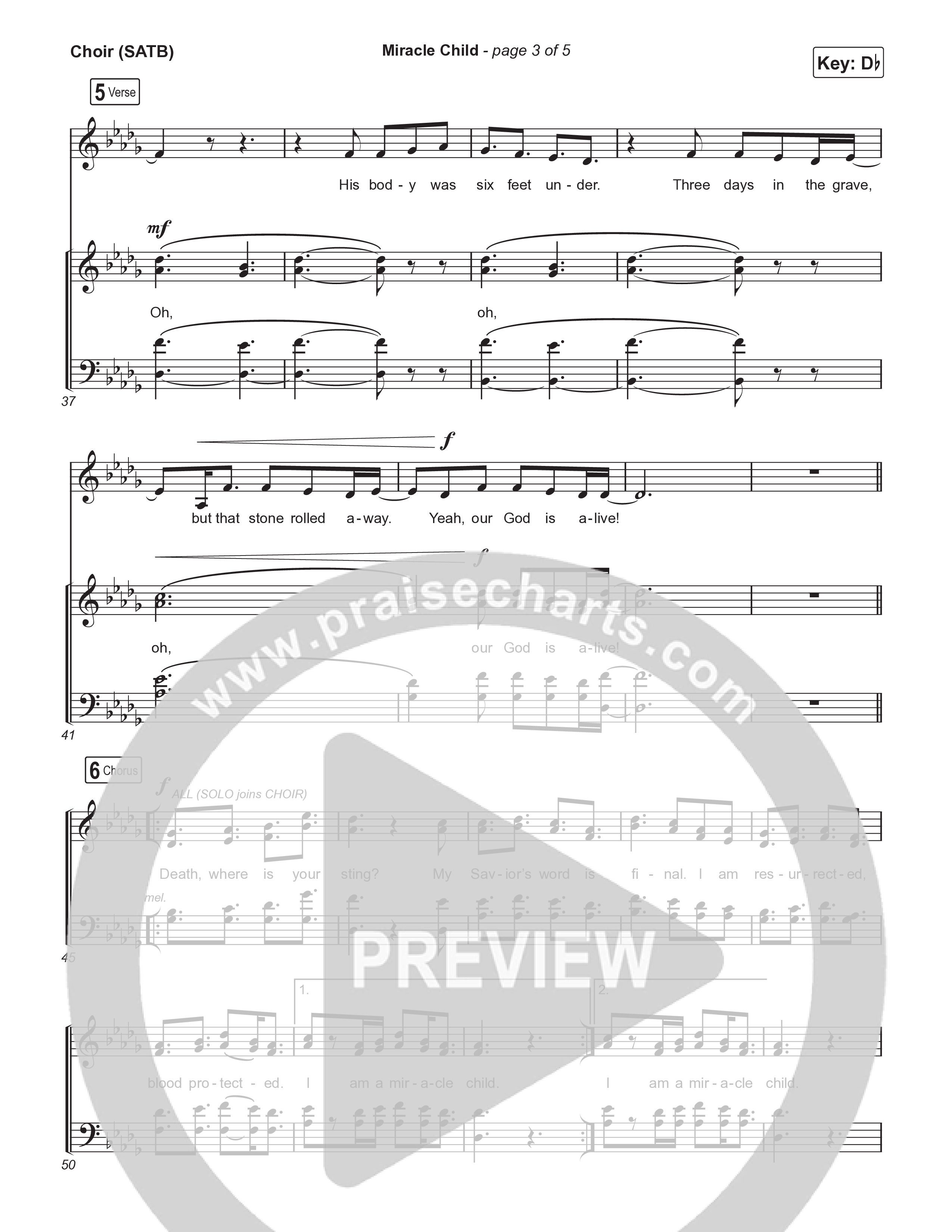 Miracle Child Choir Sheet (SATB) (Brandon Lake)