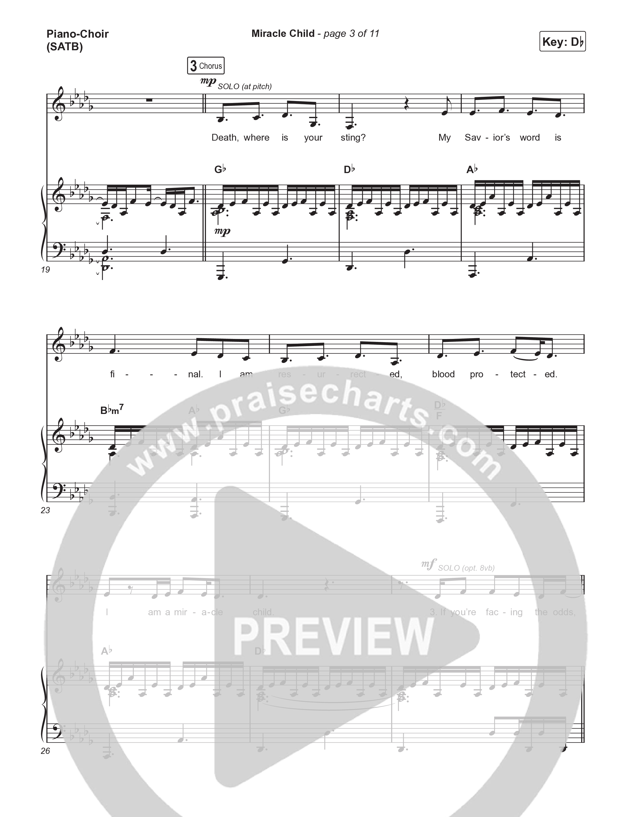 Miracle Child Piano/Vocal (SATB) (Brandon Lake)