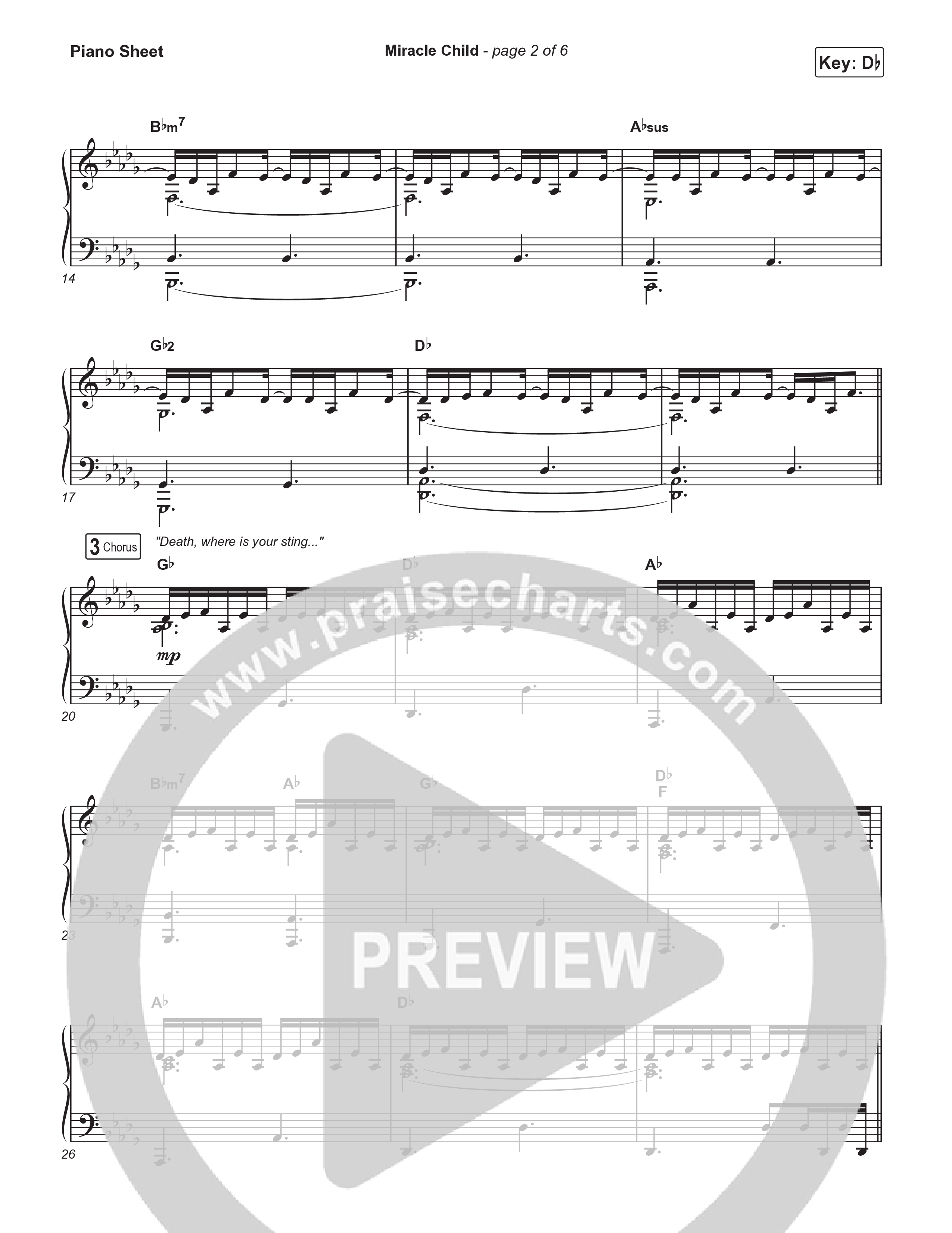 Miracle Child Piano Sheet (Brandon Lake)