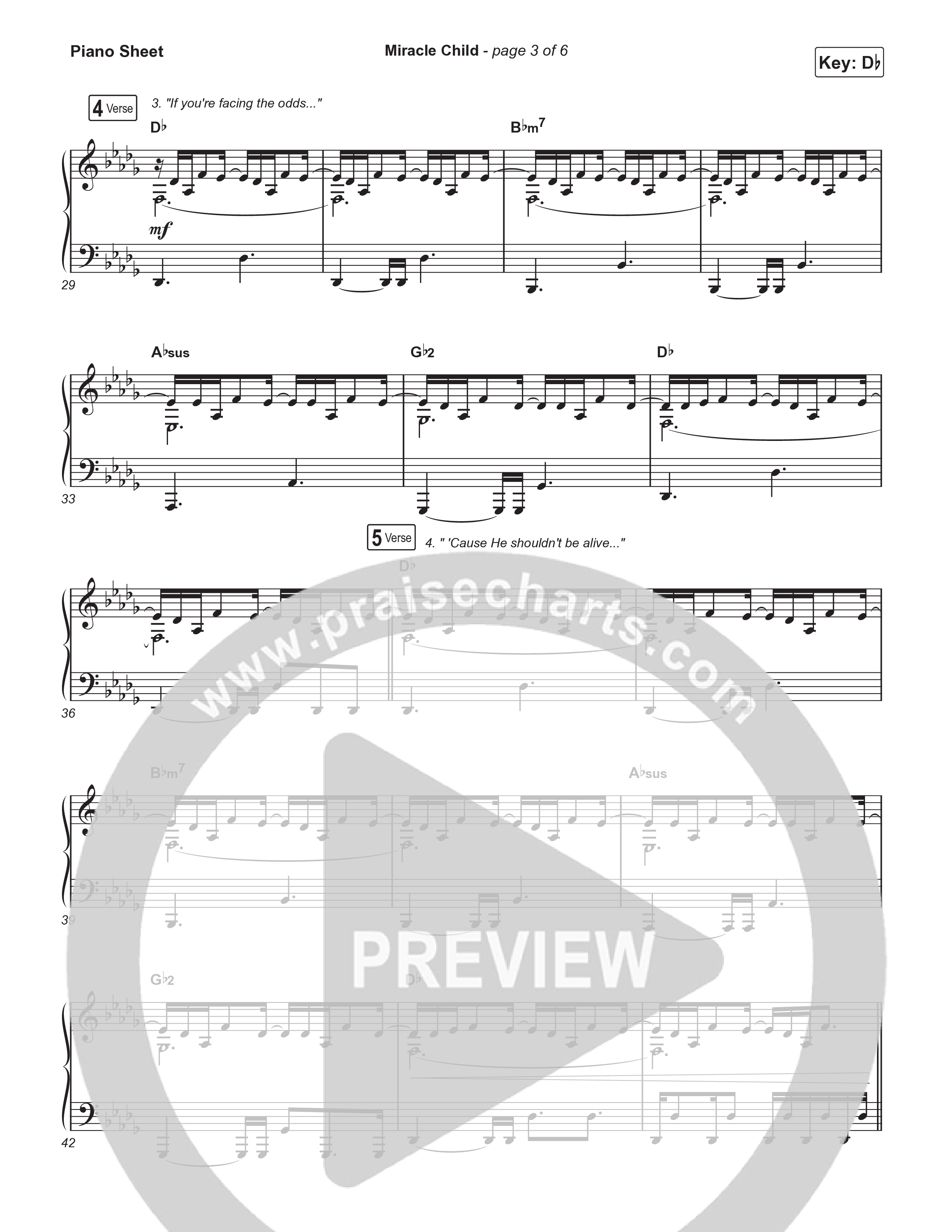Miracle Child Piano Sheet (Brandon Lake)