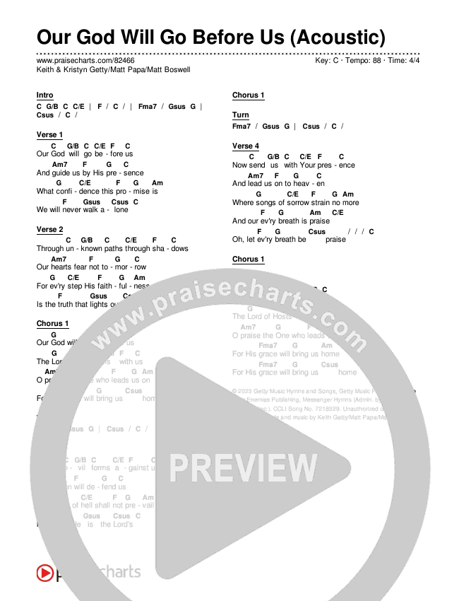 Our God Will Go Before Us (Acoustic) Chords & Lyrics (Keith & Kristyn Getty / Matt Papa / Matt Boswell)