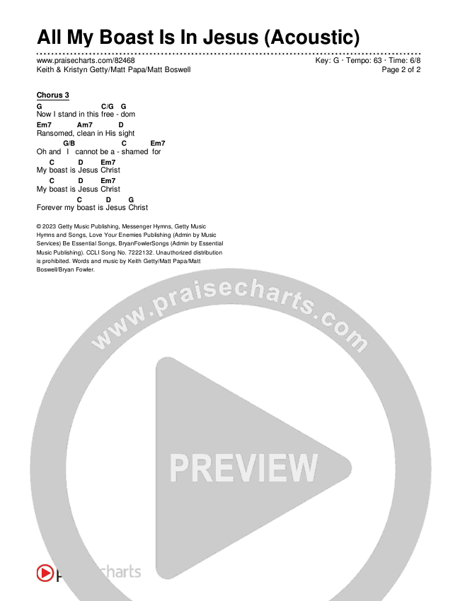 All My Boast Is In Jesus (Acoustic) Chords & Lyrics (Keith & Kristyn Getty / Matt Papa / Matt Boswell)