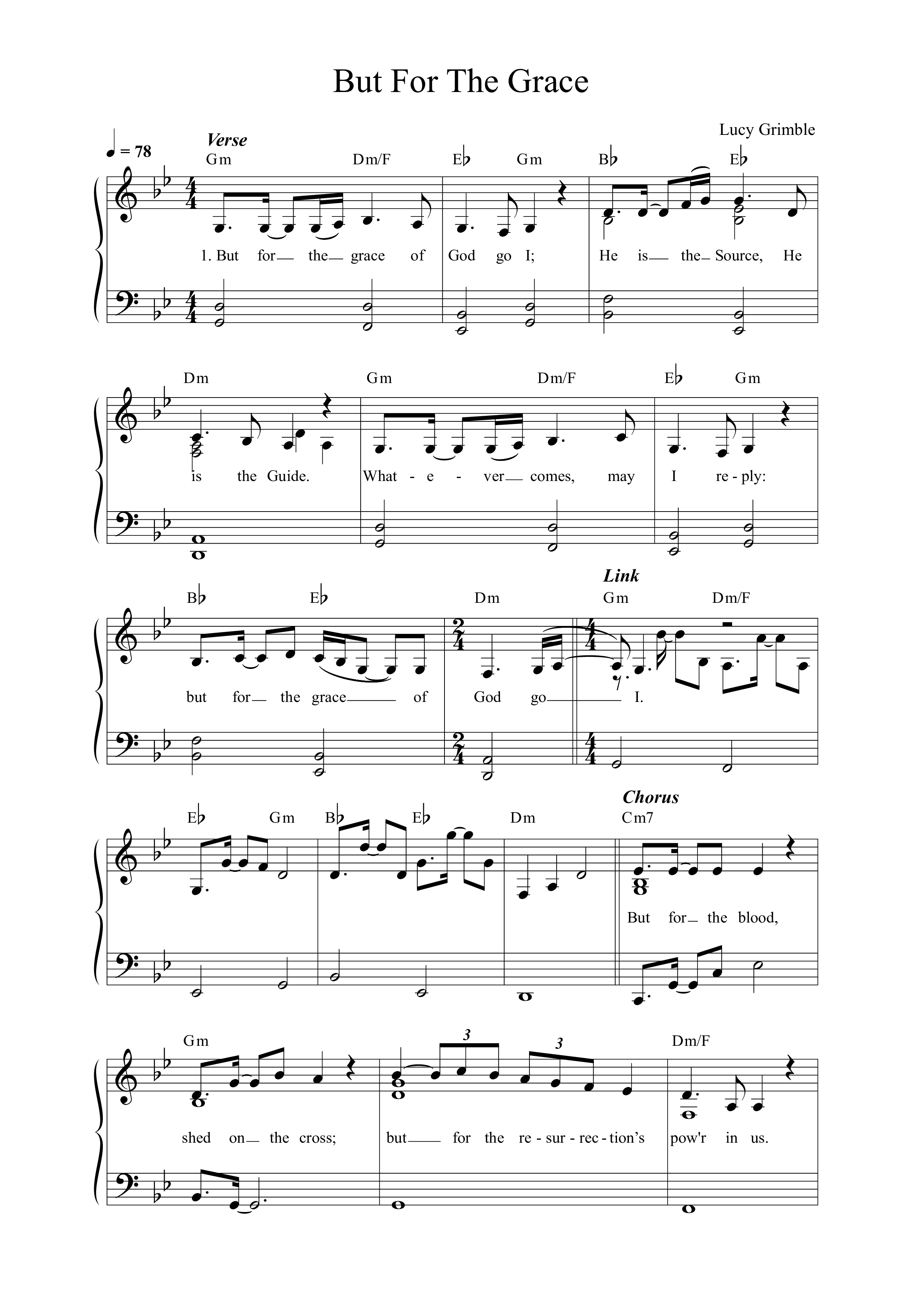 But For The Grace Lead Sheet Melody (Lucy Grimble / Grig Cuciuc)