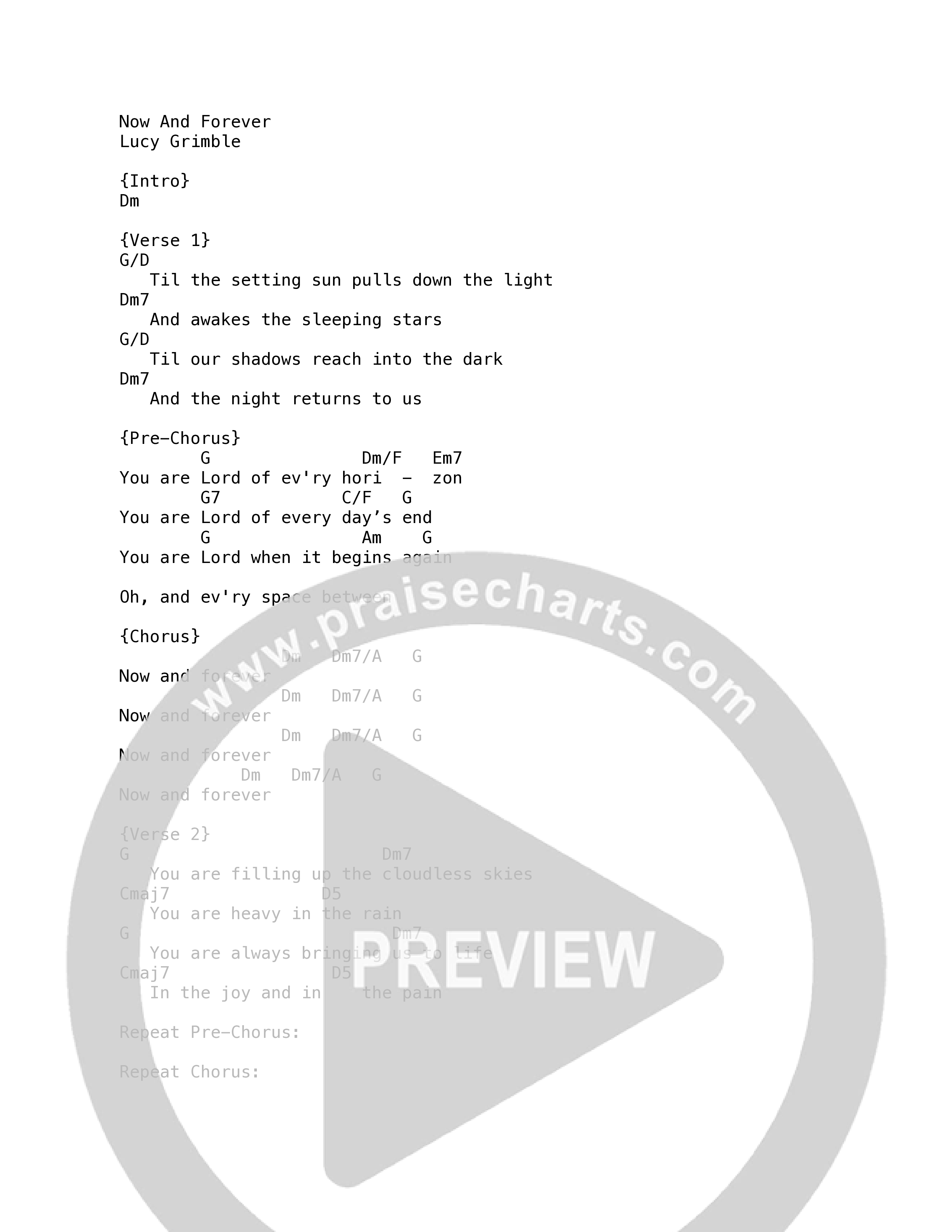 Now And Forever Chord Chart (Lucy Grimble / Wildwood Kin)