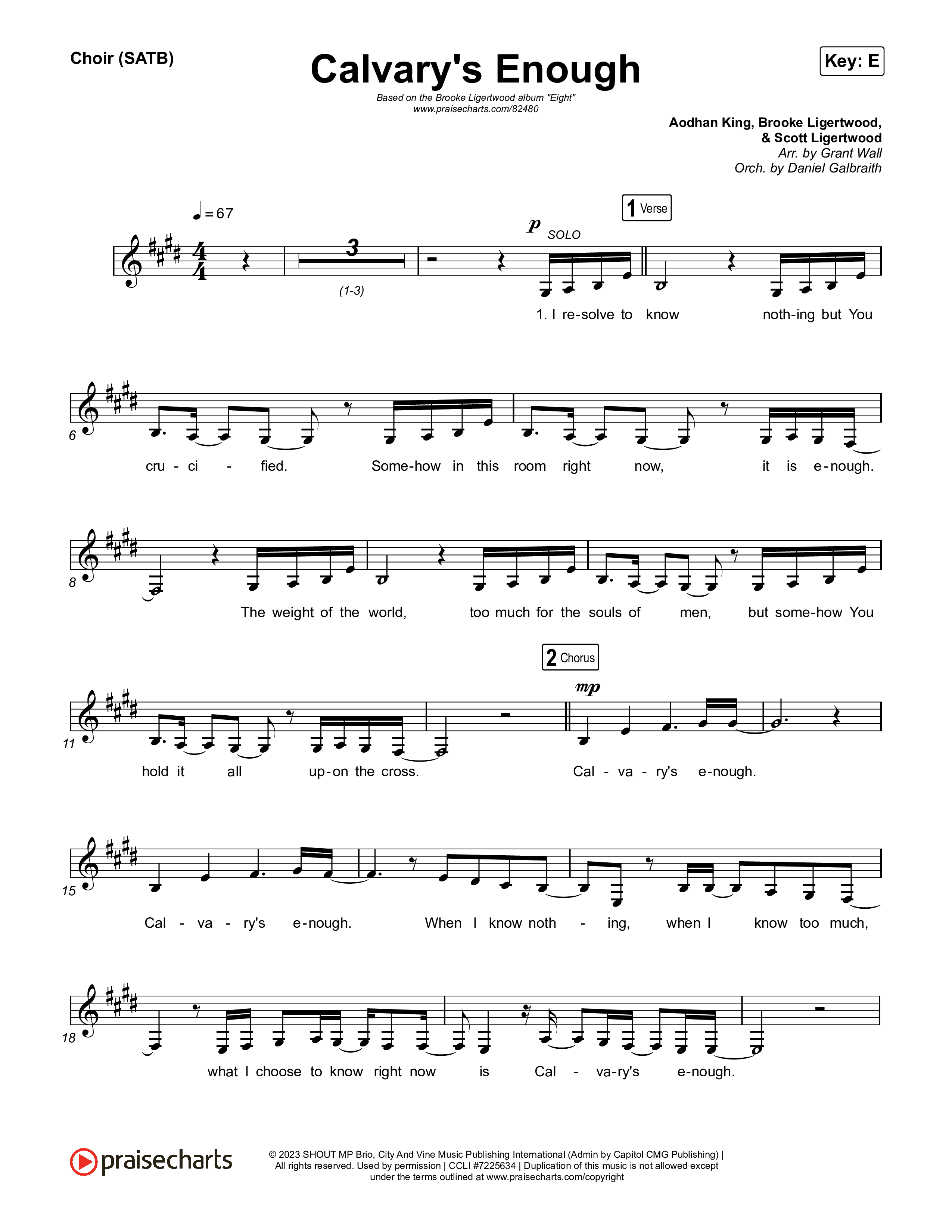 Calvary's Enough Choir Sheet (SATB) (Brooke Ligertwood)