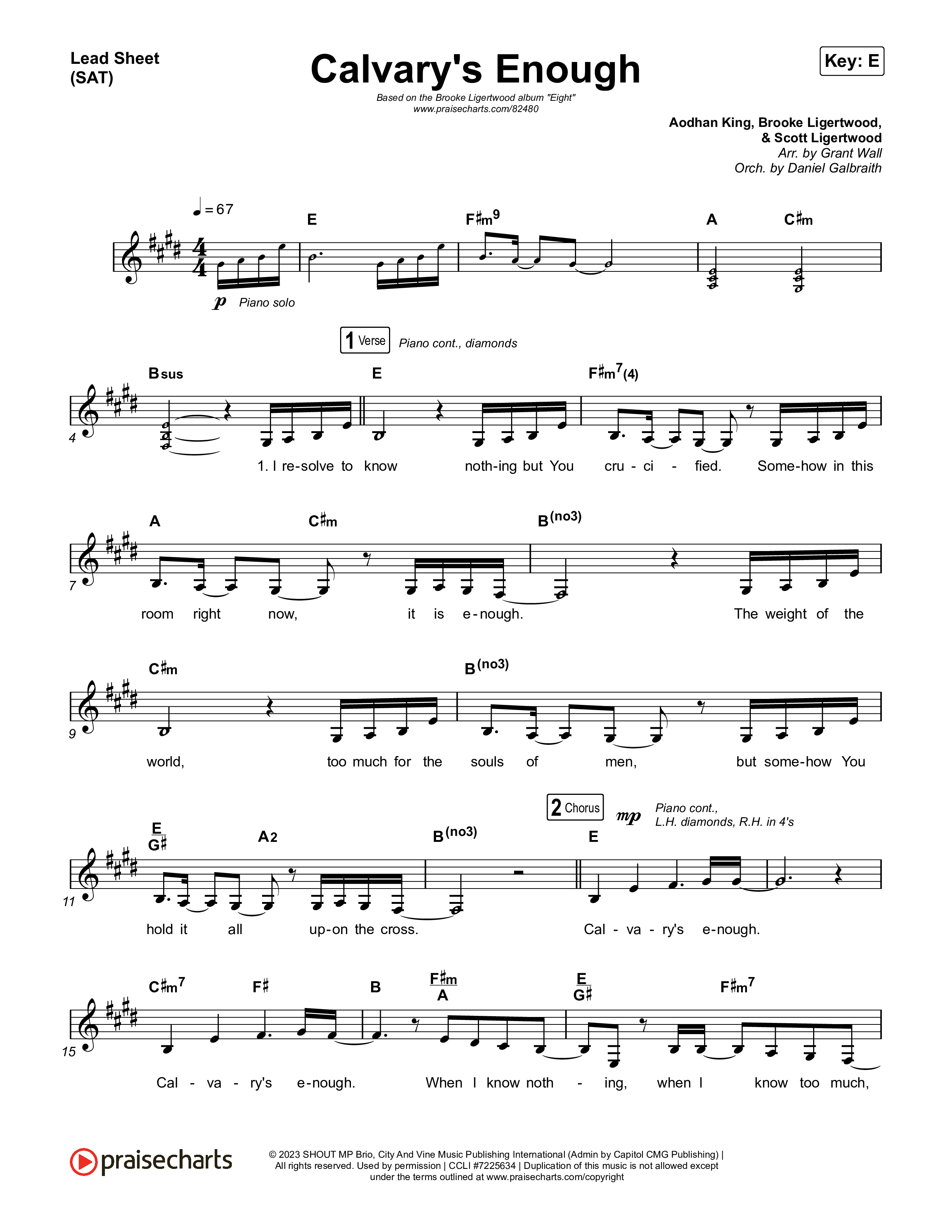 Calvary's Enough Lead Sheet (SAT) (Brooke Ligertwood)