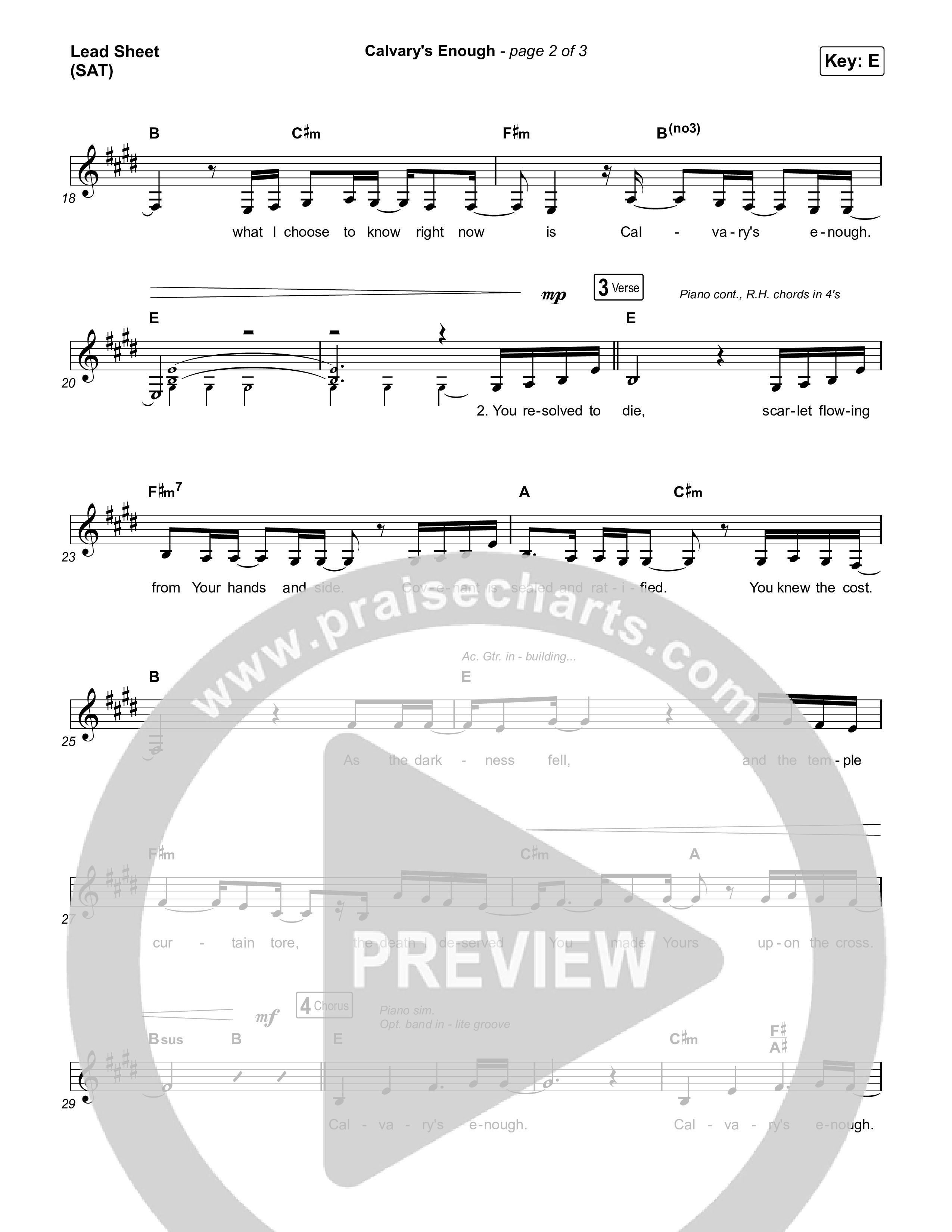 Calvary's Enough Lead Sheet (SAT) (Brooke Ligertwood)