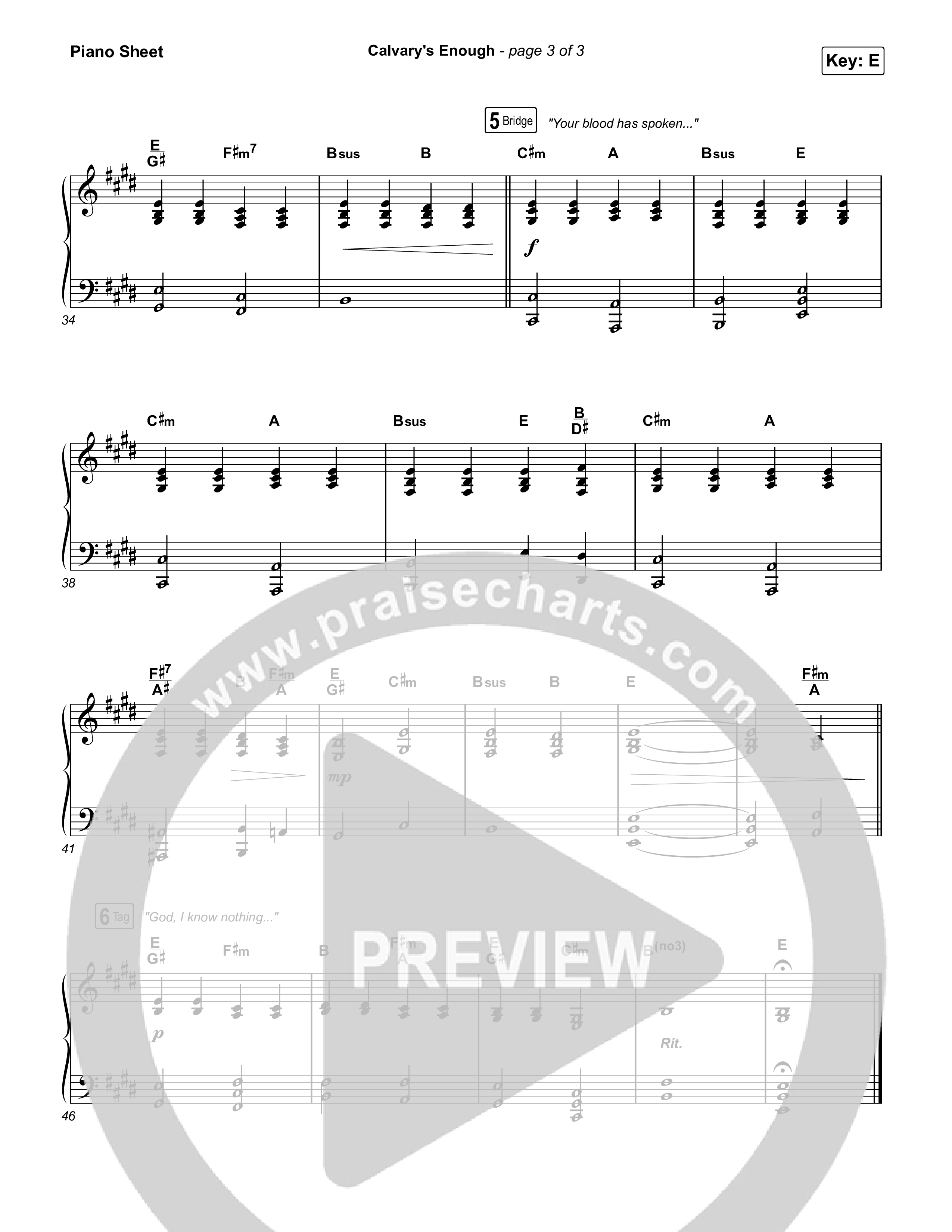 Calvary's Enough Piano Sheet (Brooke Ligertwood)