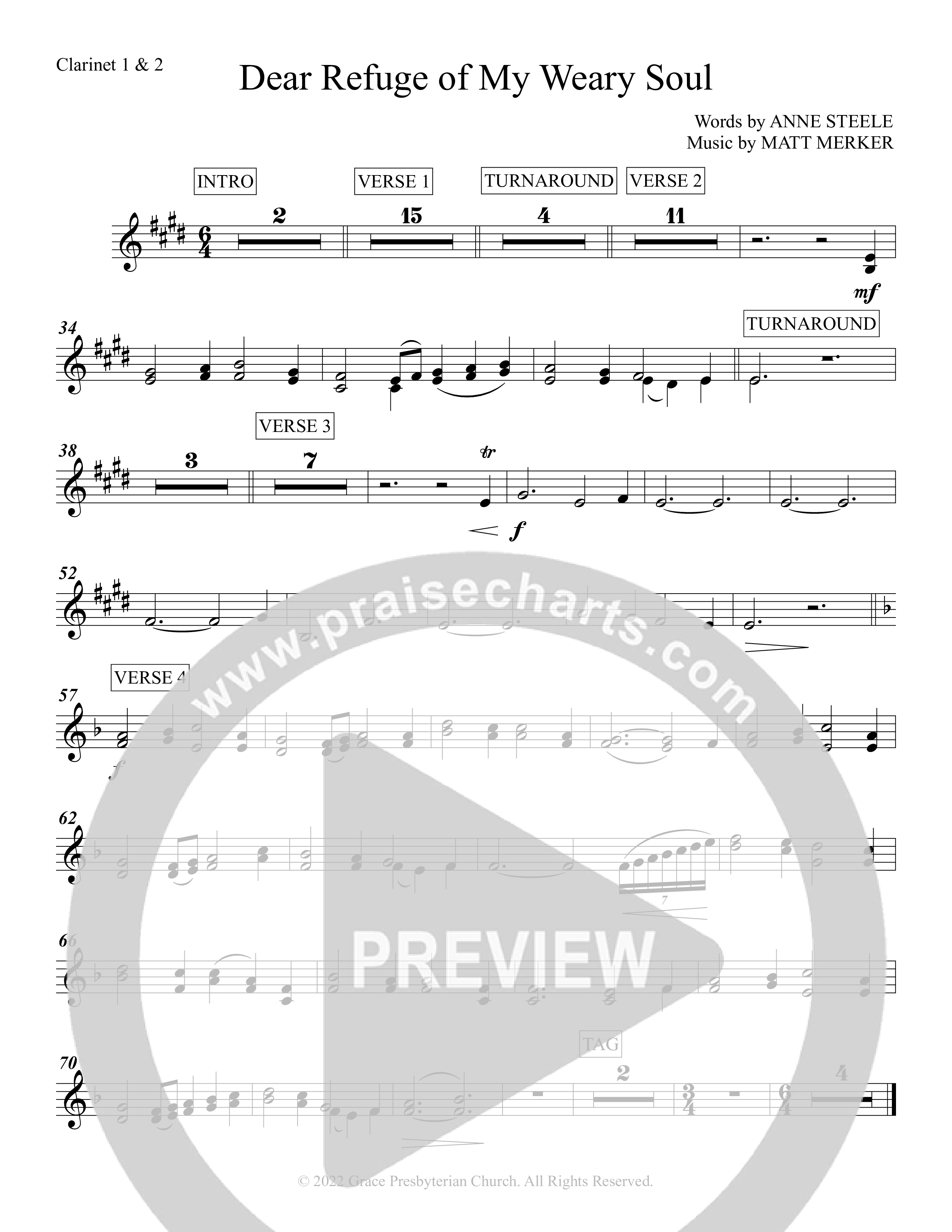 Dear Refuge Of My Weary Soul Clarinet 1/2 (Grace Worship)