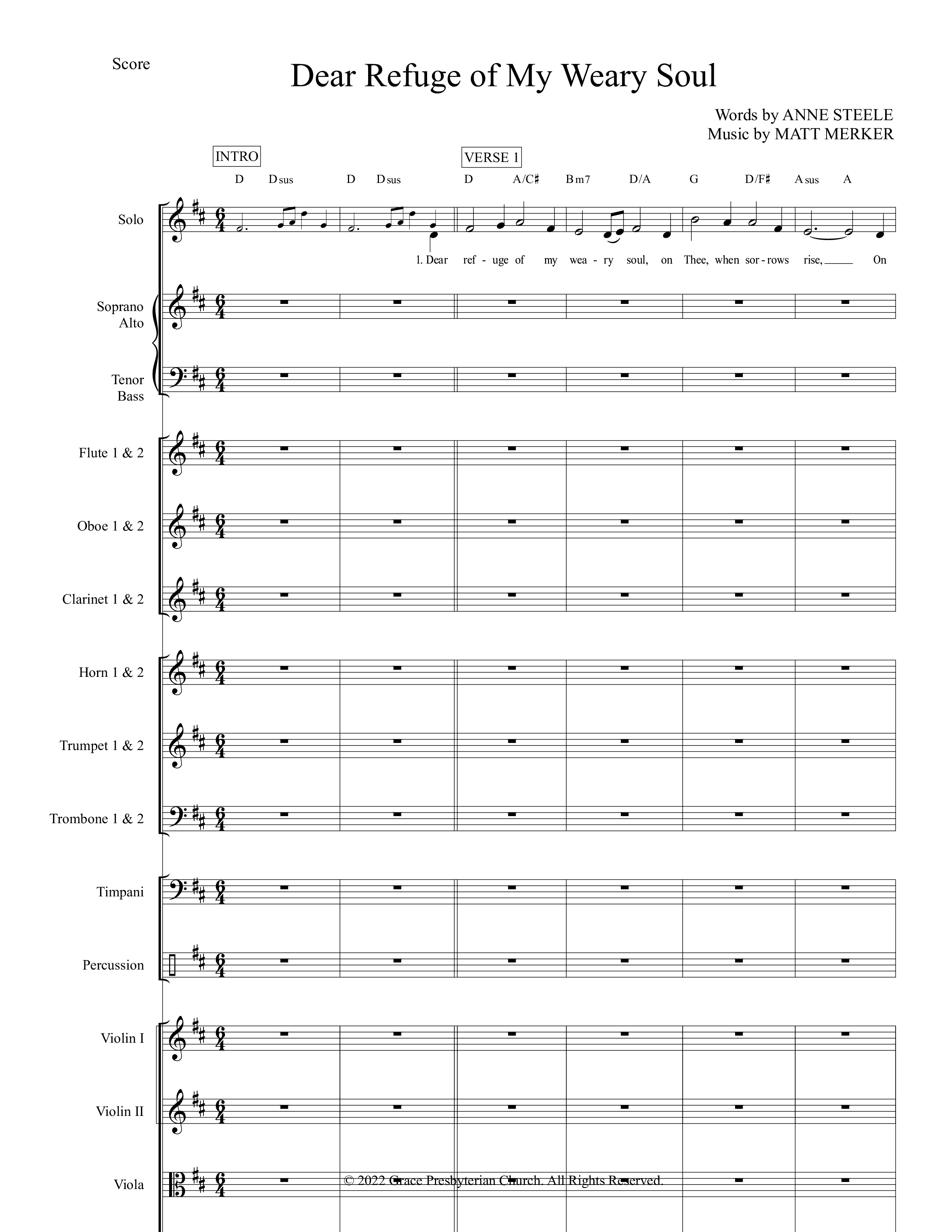 Dear Refuge Of My Weary Soul Conductor's Score (Grace Worship)