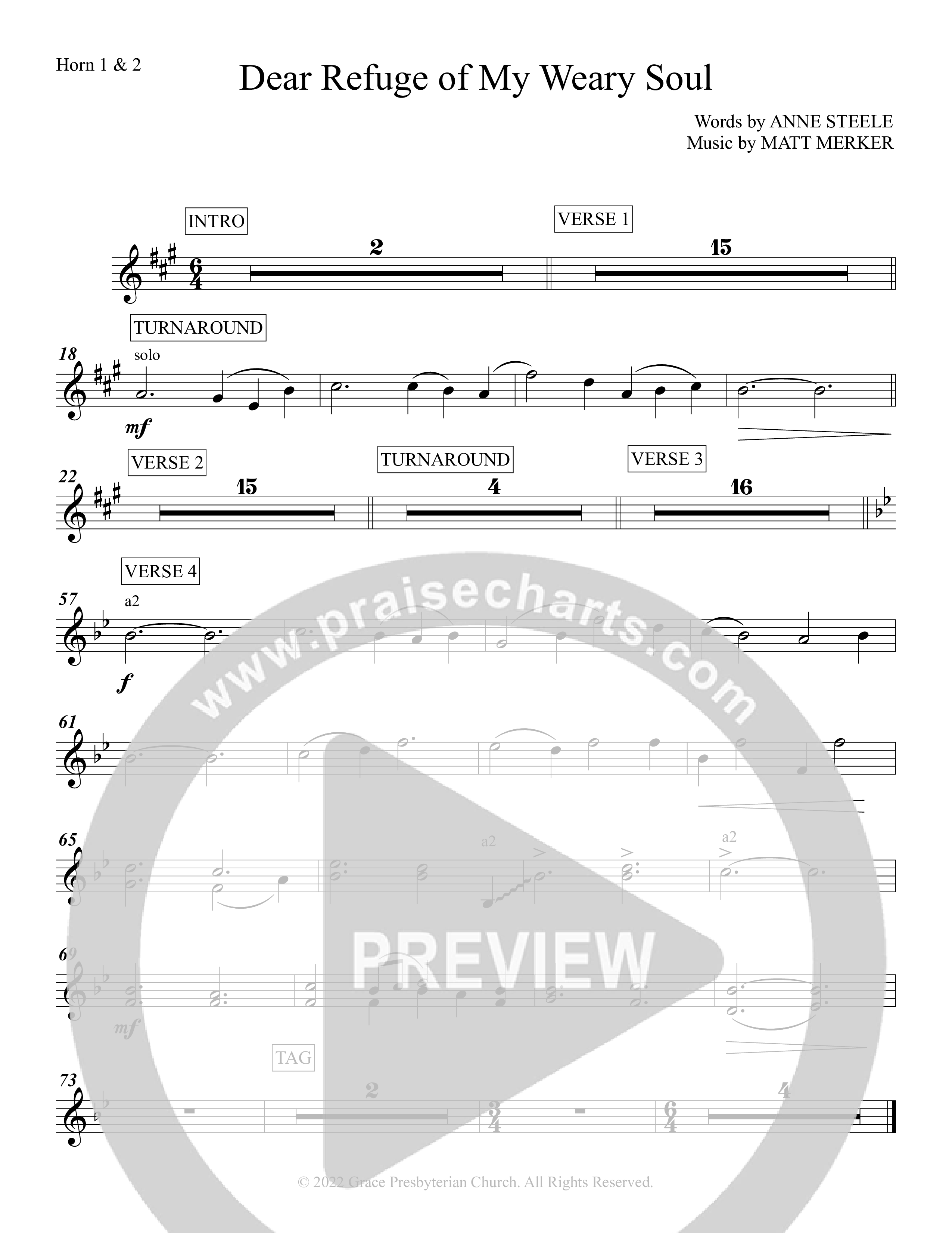 Dear Refuge Of My Weary Soul French Horn 1/2 (Grace Worship)