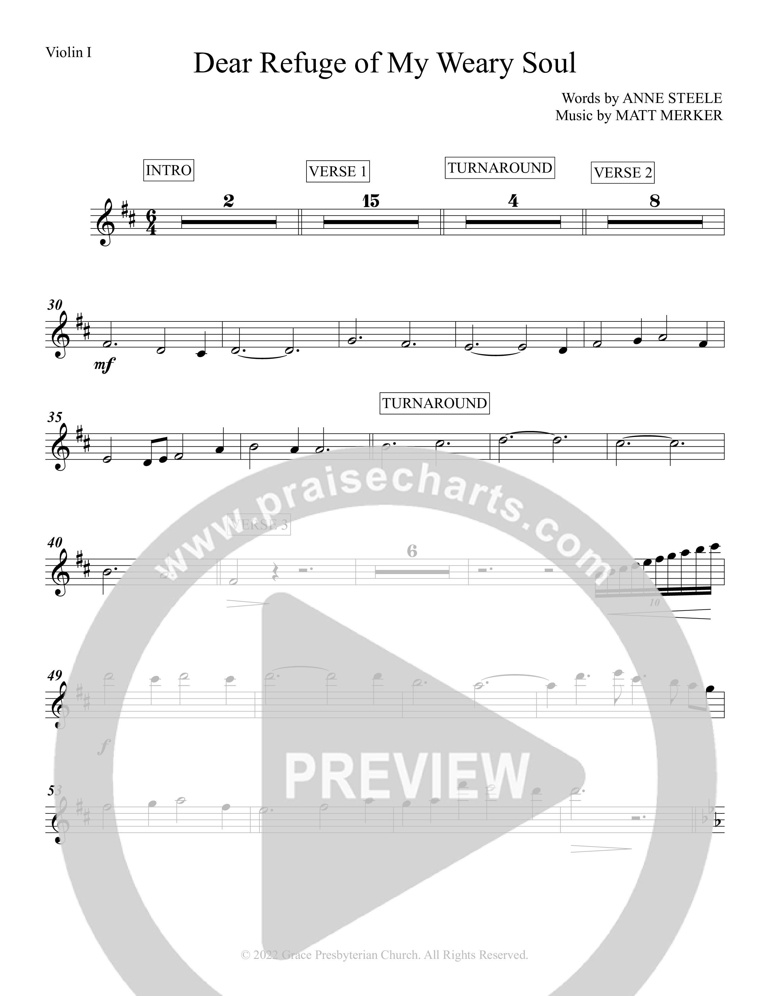 Dear Refuge Of My Weary Soul Violin 1 (Grace Worship)