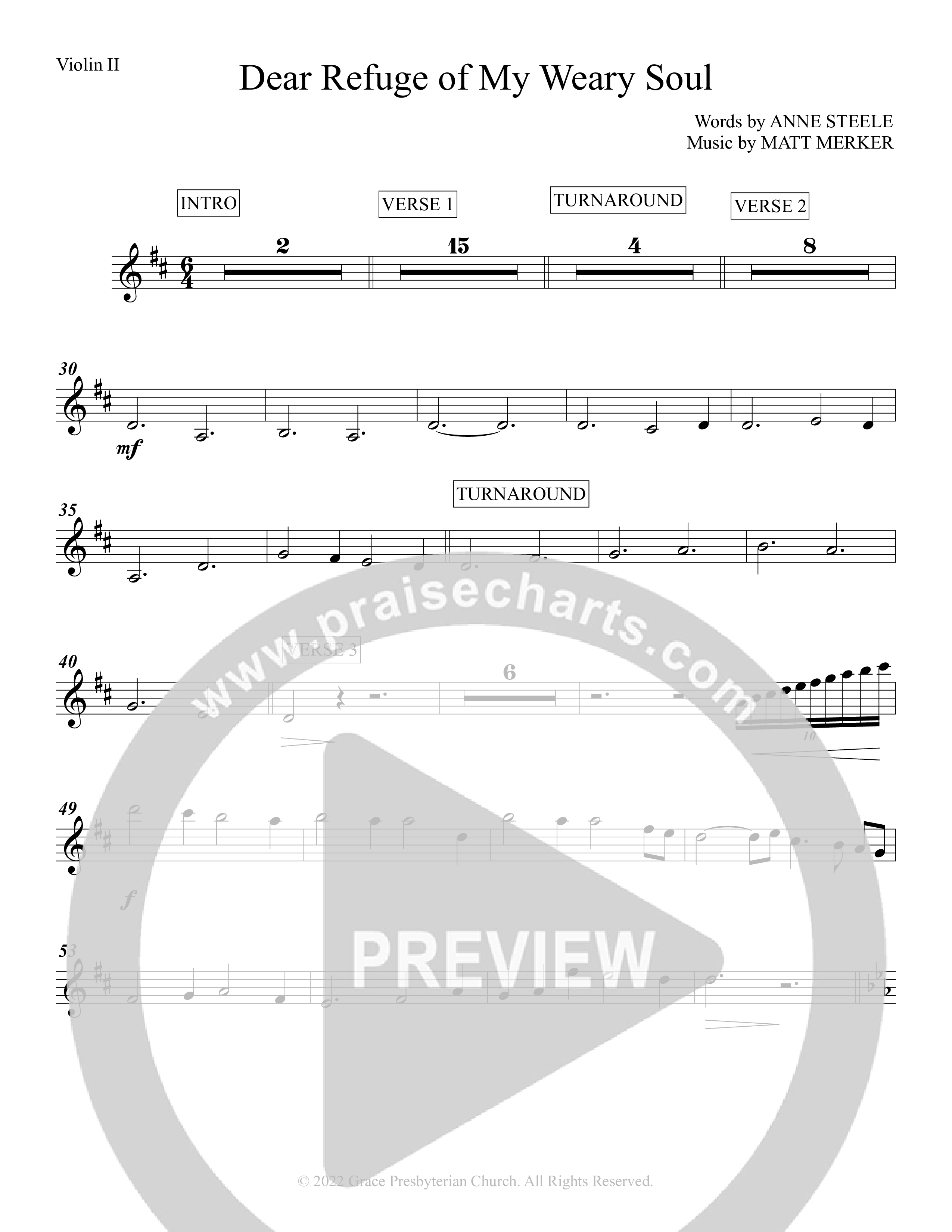 Dear Refuge Of My Weary Soul Violin 2 (Grace Worship)