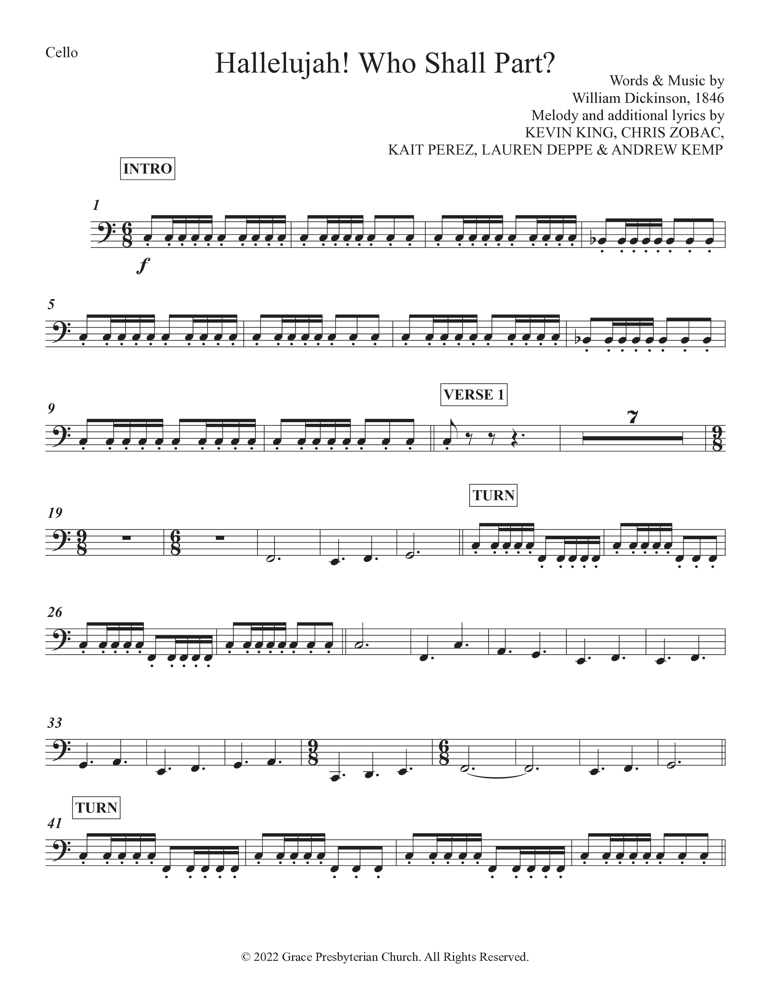 Hallelujah Who Shall Part Cello (Grace Worship)