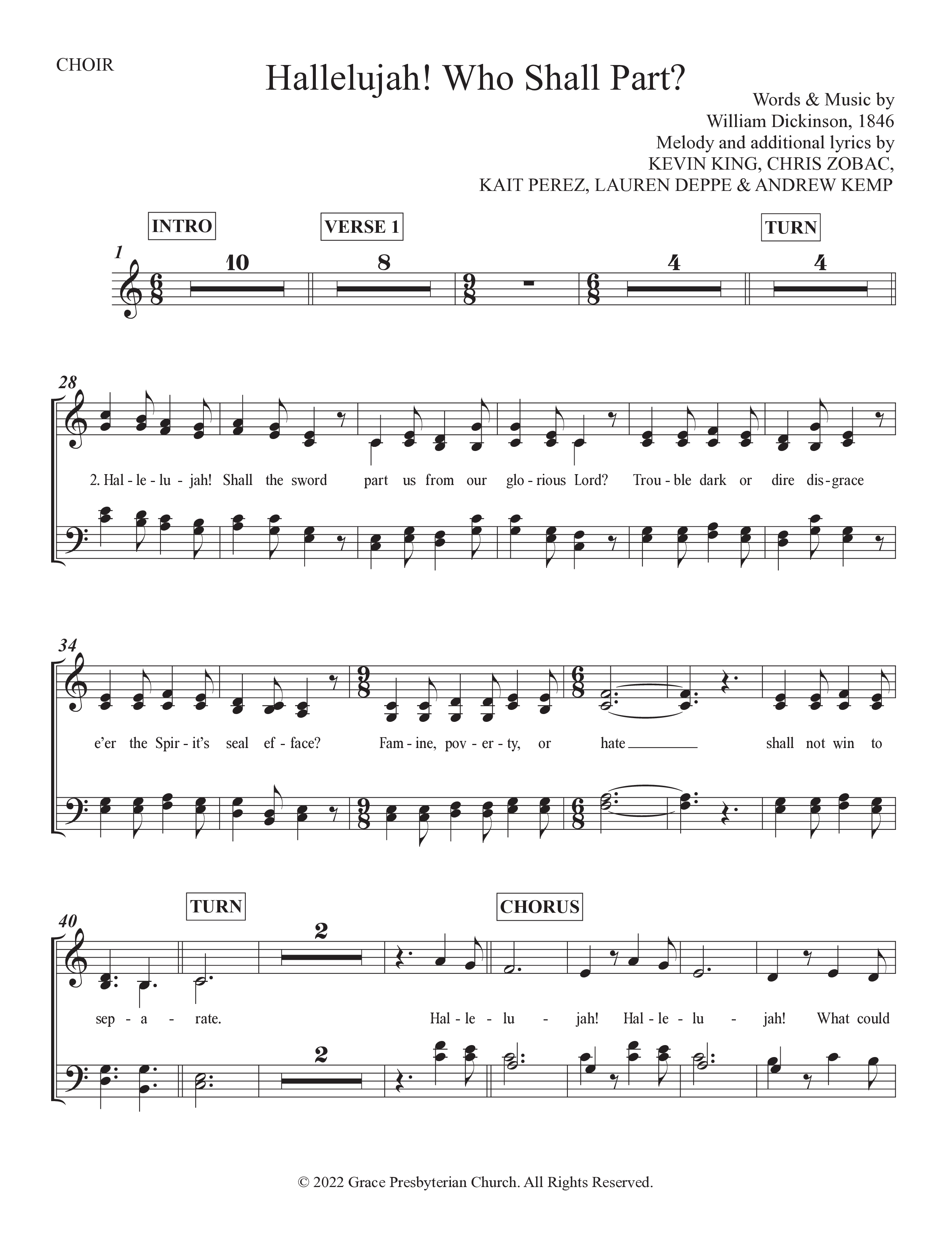 Hallelujah Who Shall Part Choir Vocals (SATB) (Grace Worship)