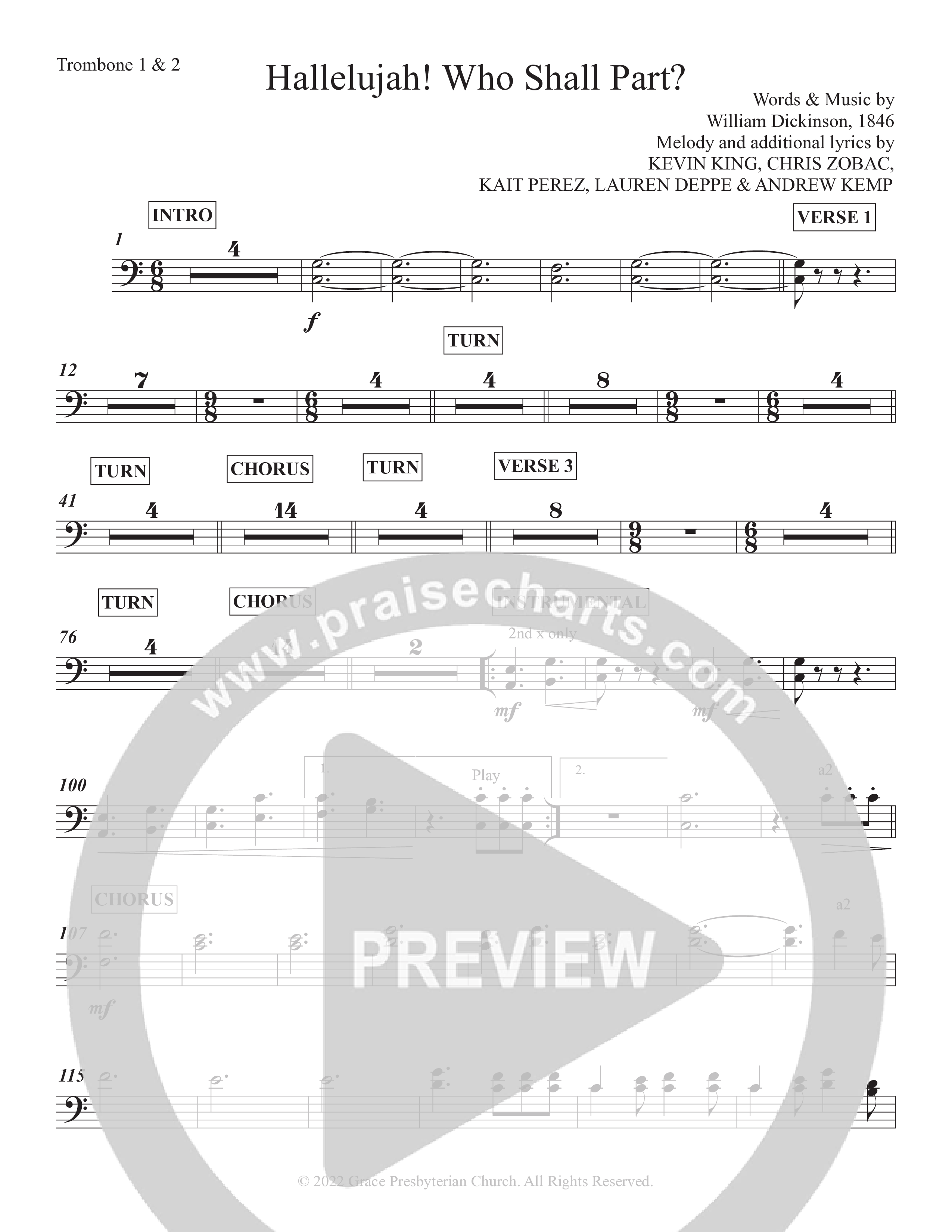 Hallelujah Who Shall Part Trombone 1/2 (Grace Worship)