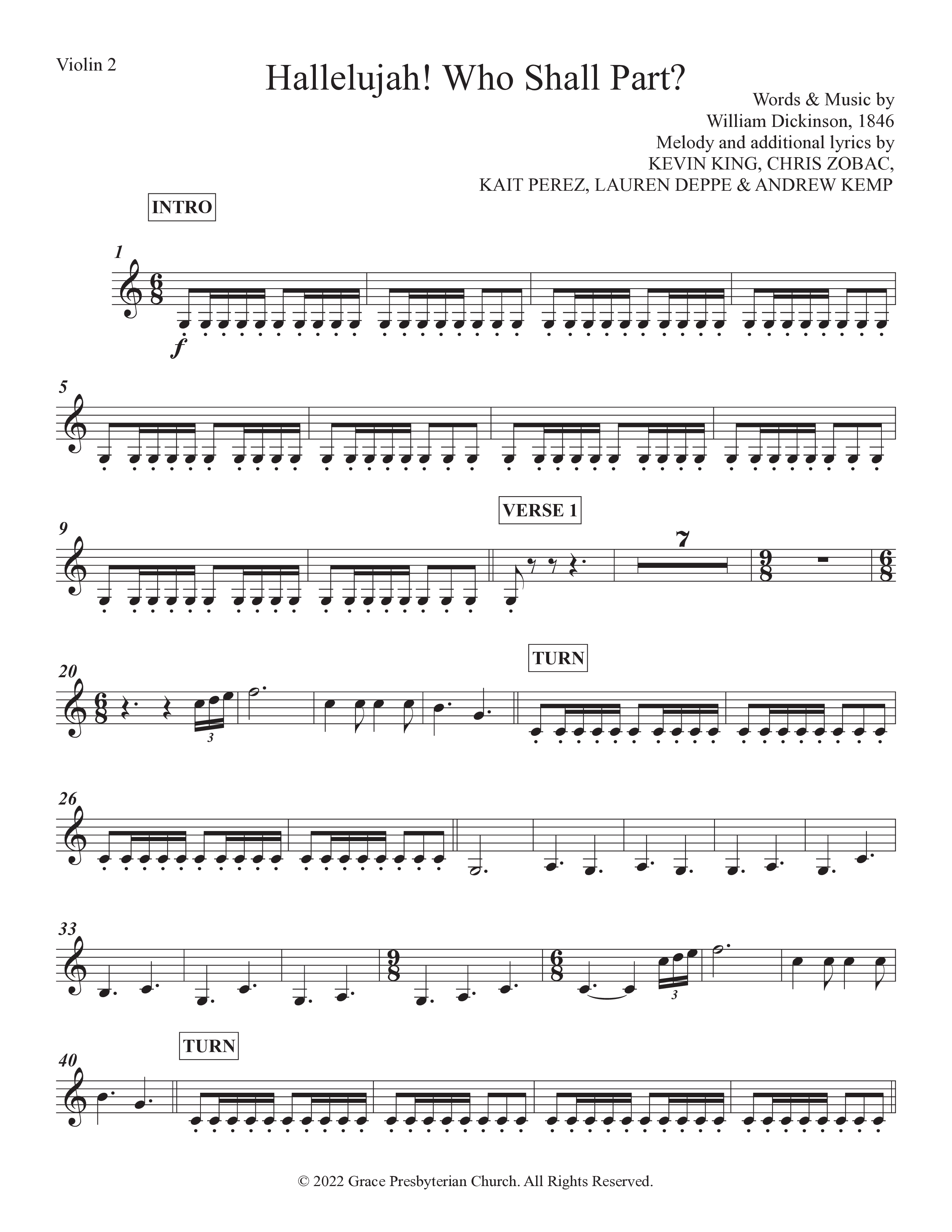 Hallelujah Who Shall Part Violin 2 (Grace Worship)