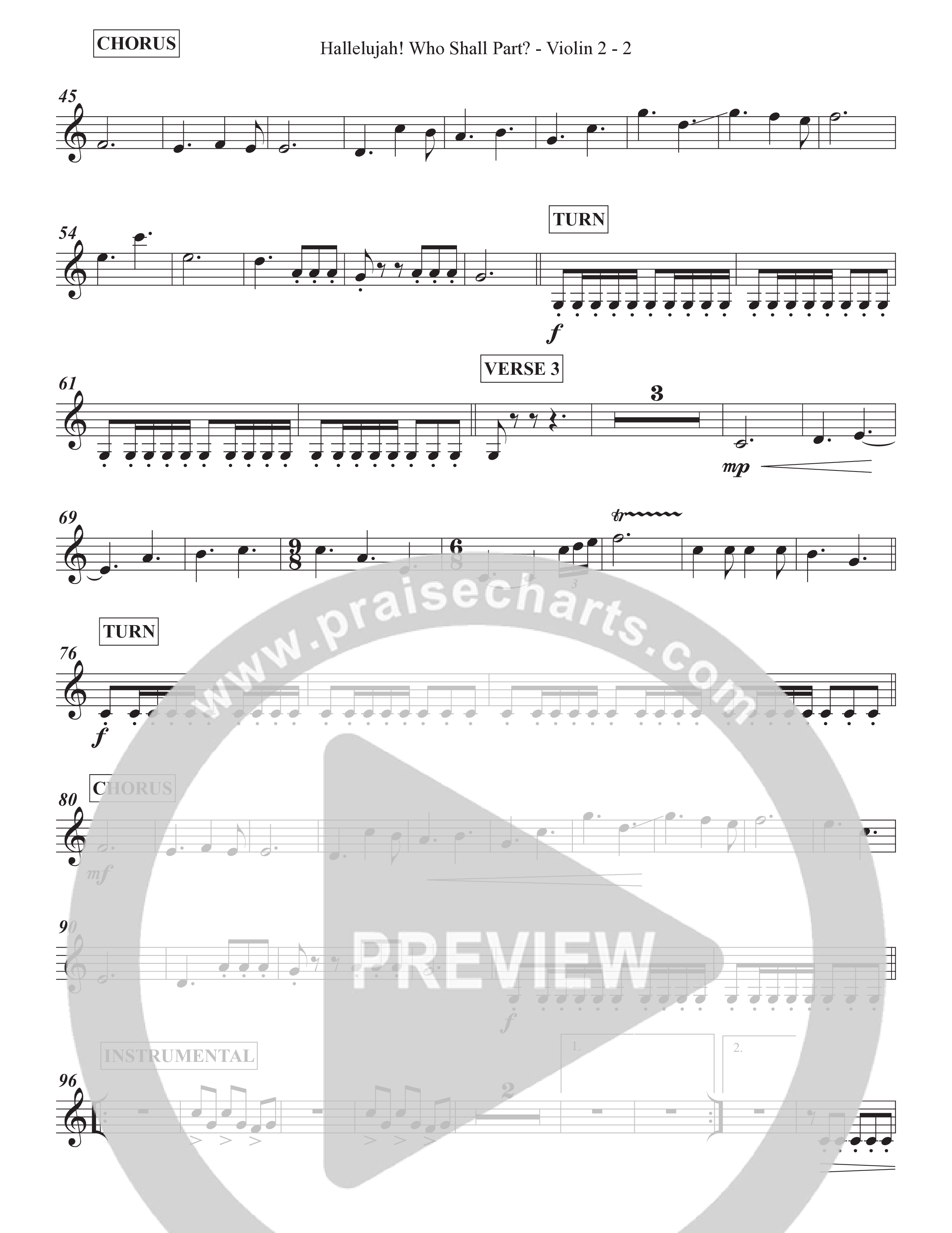 Hallelujah Who Shall Part Violin 2 (Grace Worship)