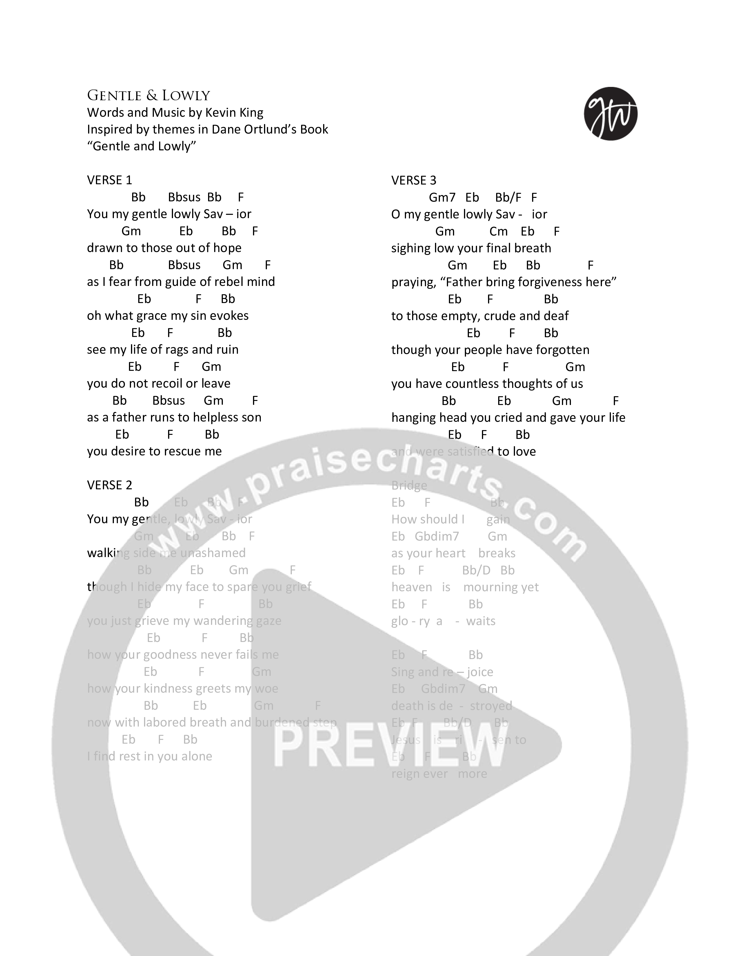 My Gentle Lowly Savior Chord Chart (Grace Worship)