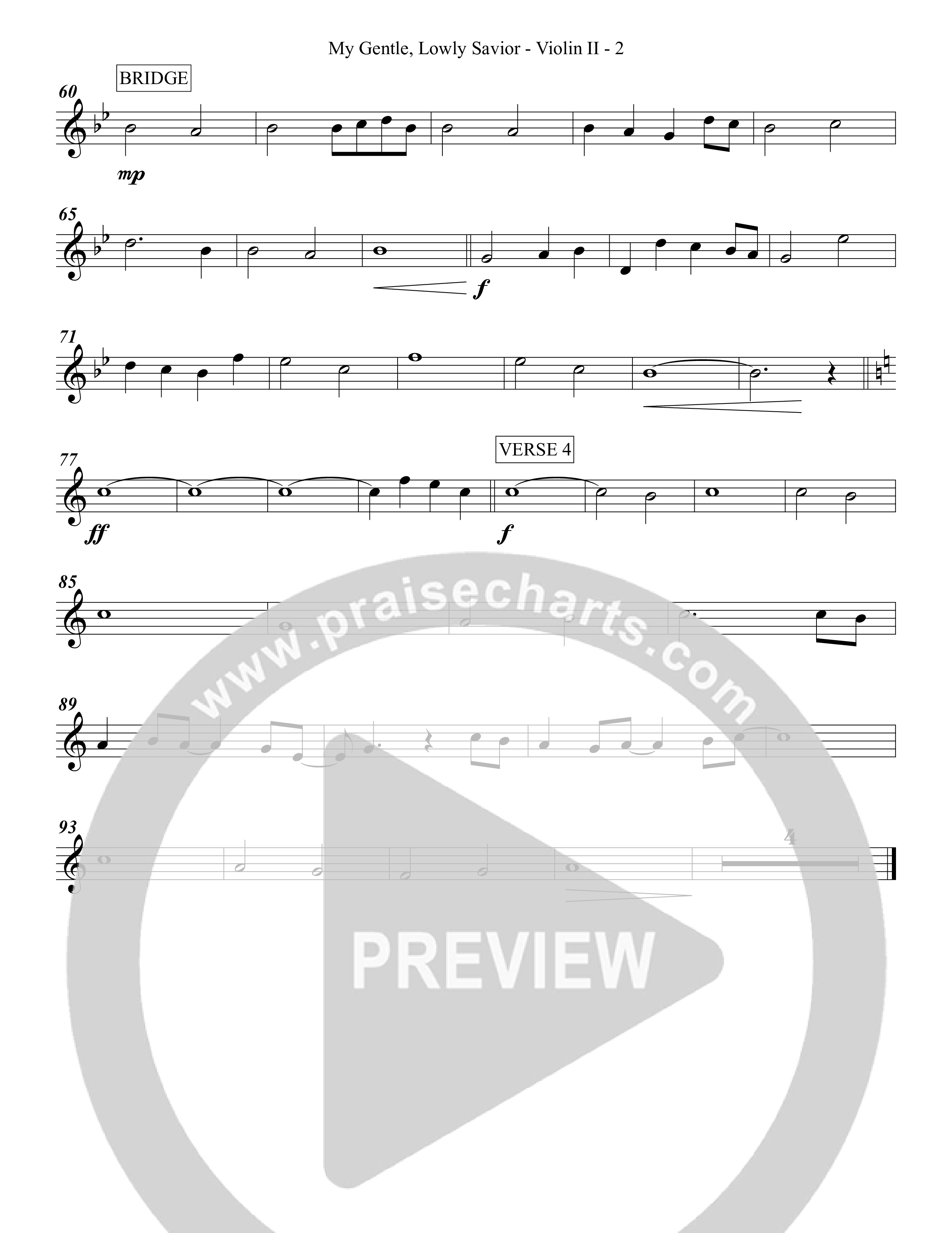 My Gentle Lowly Savior Violin 2 (Grace Worship)