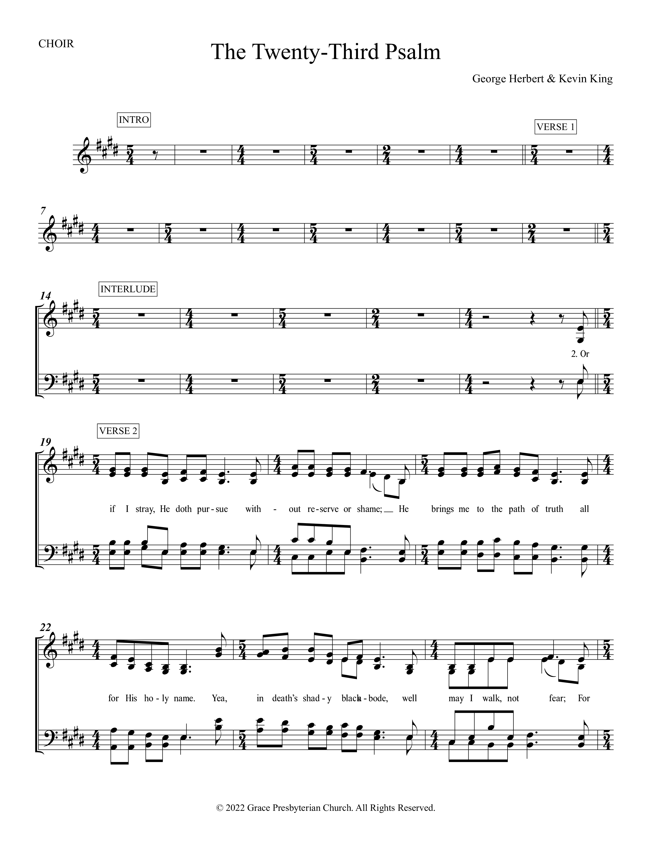 The Twenty Third Psalm Choir Vocals (SATB) (Grace Worship)