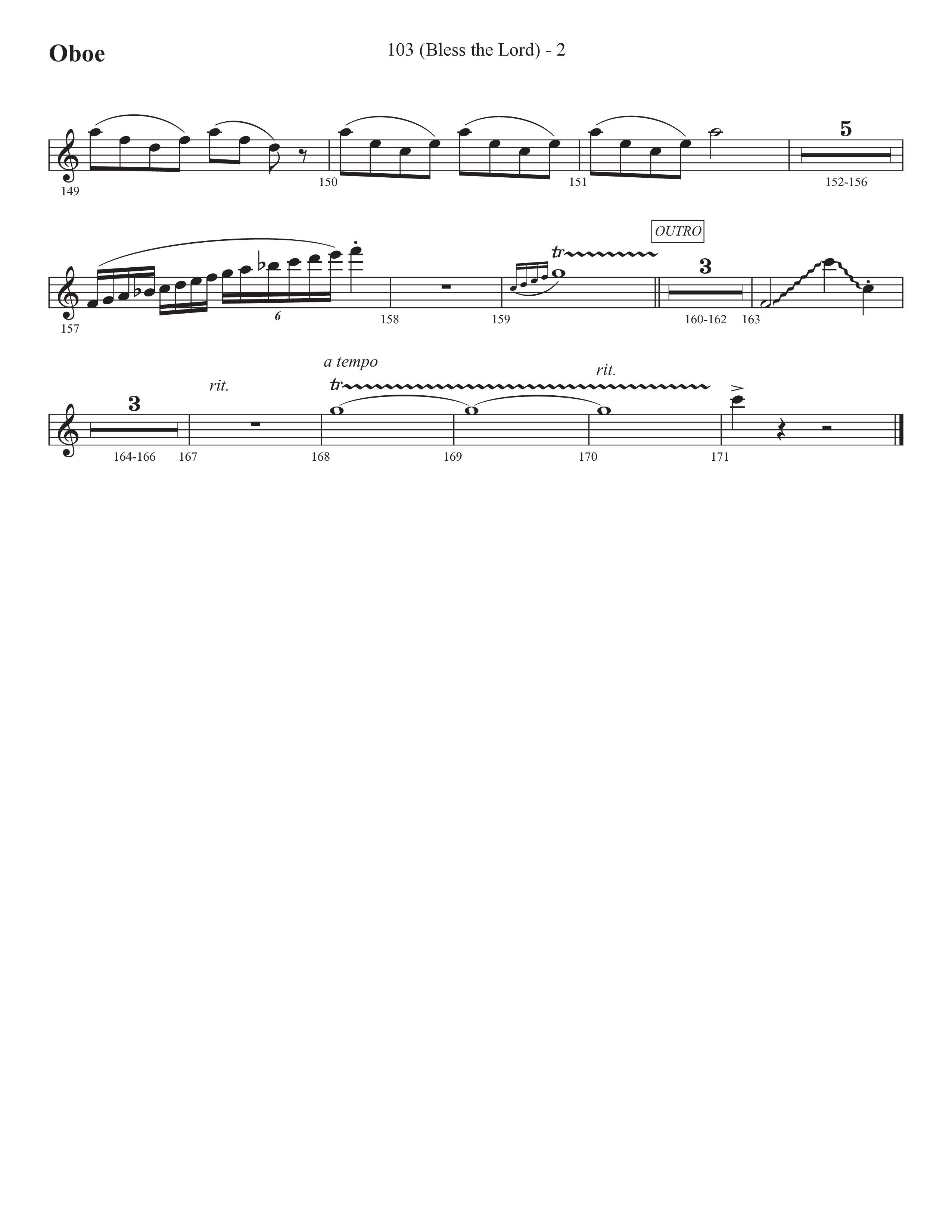 103 (Bless The Lord) (Choral Anthem SATB) Oboe (Prestonwood Worship / Prestonwood Choir / Arr. Michael Neale / Orch. Carson Wagner)