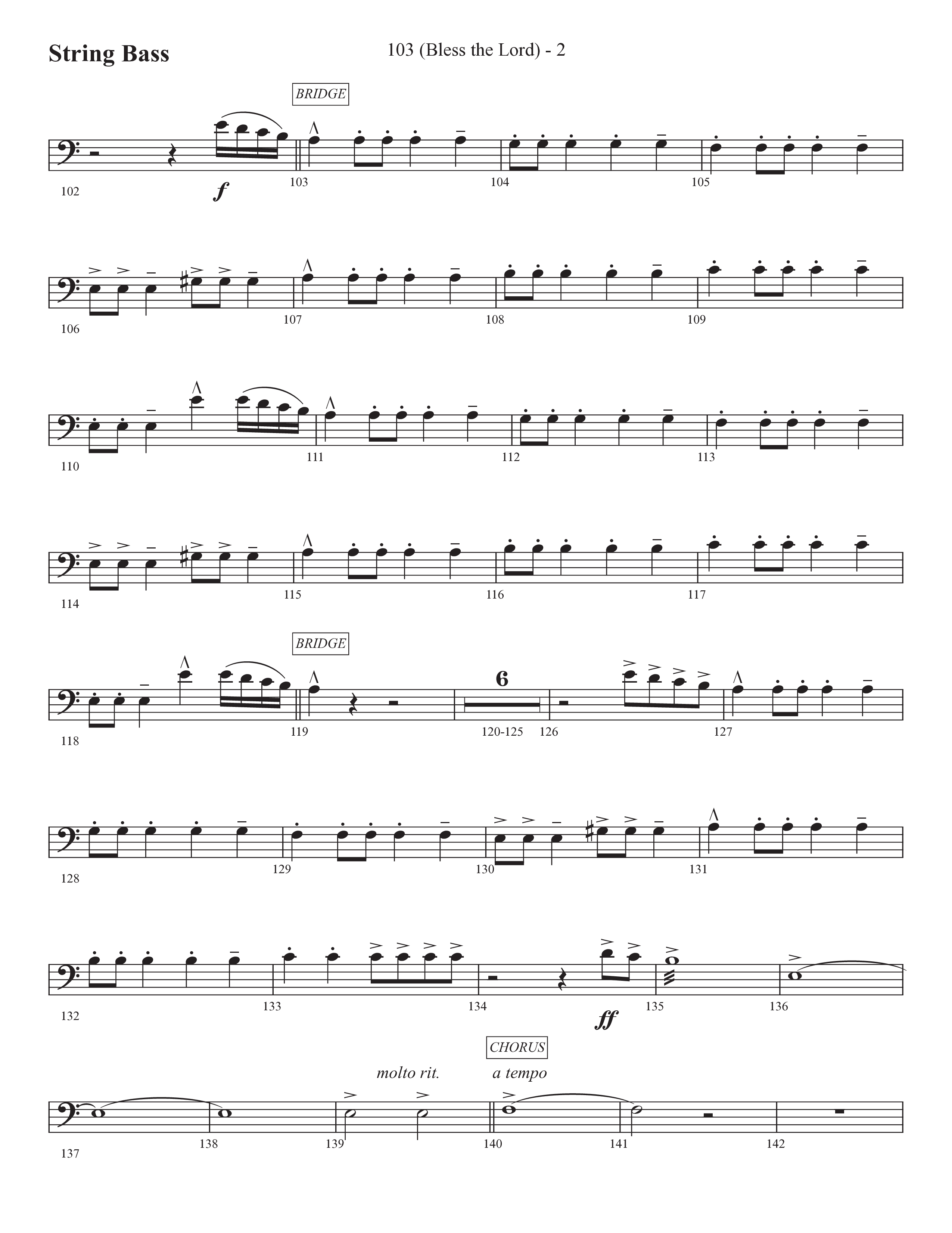 103 (Bless The Lord) (Choral Anthem SATB) String Bass (Prestonwood Worship / Prestonwood Choir / Arr. Michael Neale / Orch. Carson Wagner)