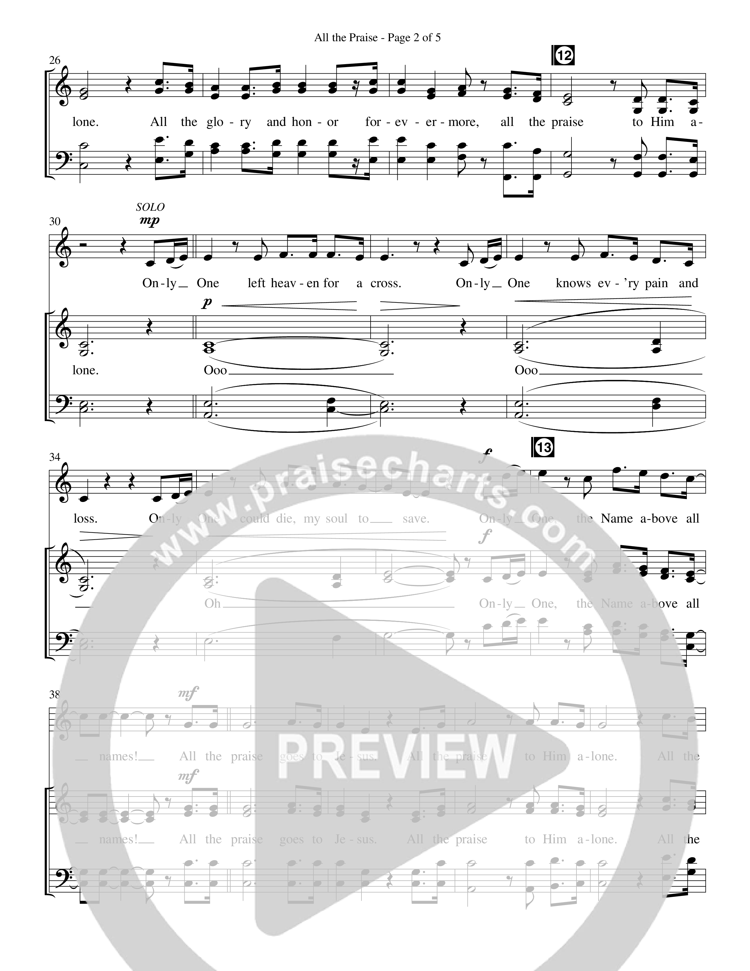 All The Praise (Choral Anthem SATB) Choir Sheet CH (Prestonwood Worship / Prestonwood Choir / Arr. Michael Neale / Orch. Carson Wagner)