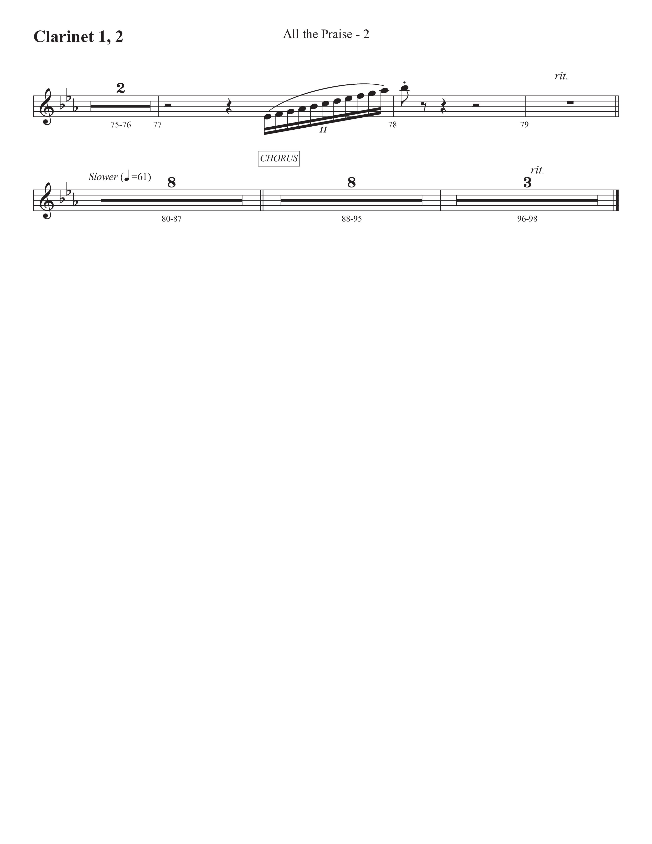 All The Praise (Choral Anthem SATB) Clarinet 1/2 (Prestonwood Worship / Prestonwood Choir / Arr. Michael Neale / Orch. Carson Wagner)