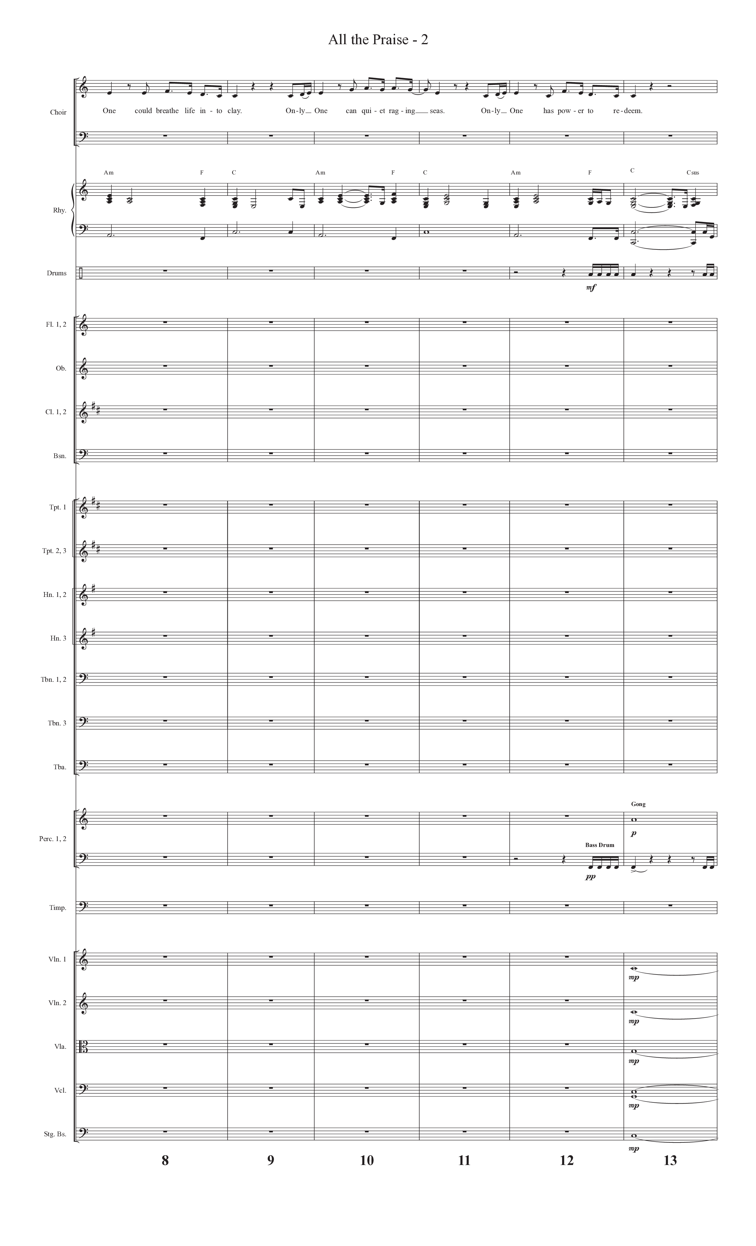 All The Praise (Choral Anthem SATB) Orchestration (Prestonwood Worship / Prestonwood Choir / Arr. Michael Neale / Orch. Carson Wagner)
