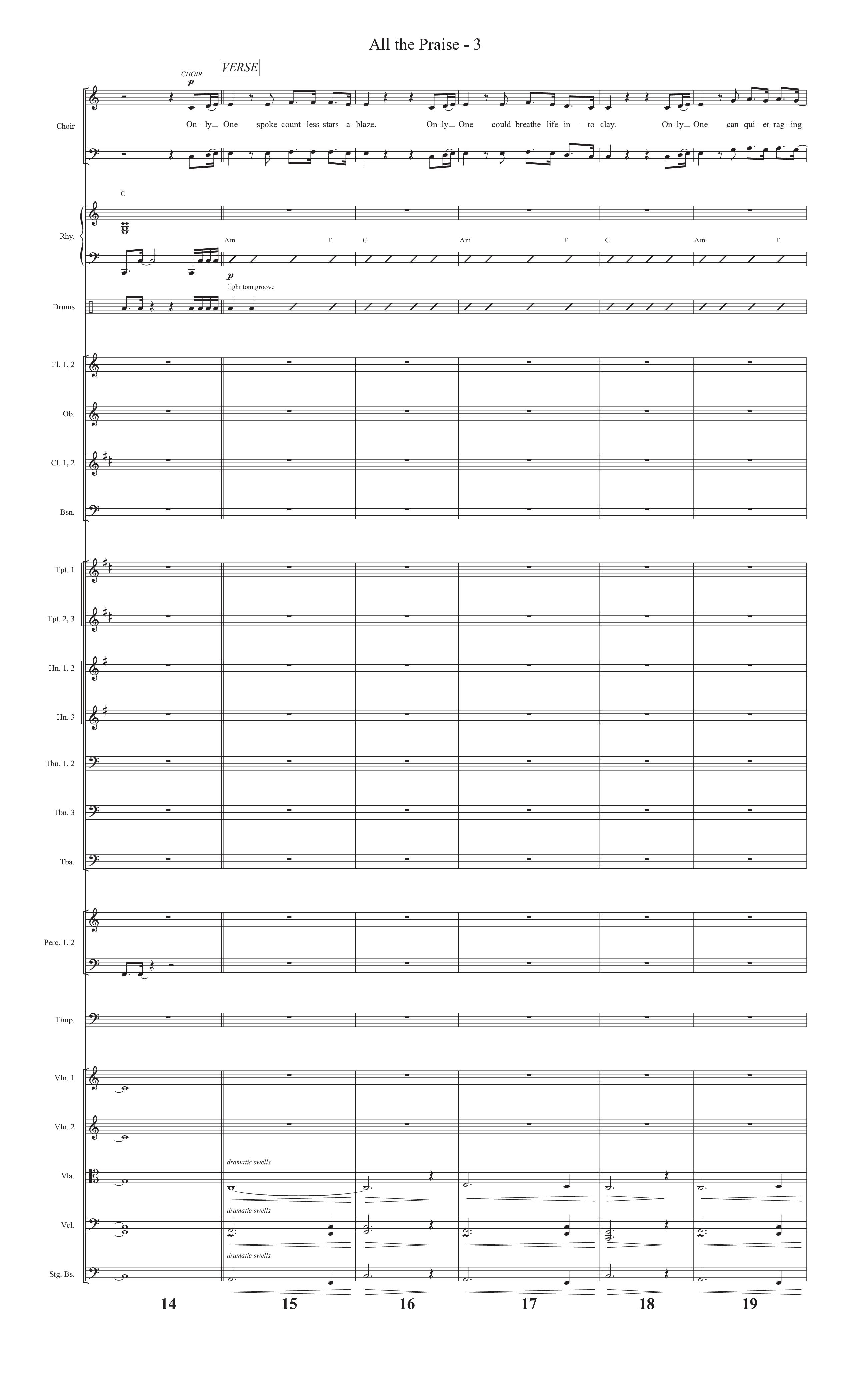 All The Praise (Choral Anthem SATB) Conductor's Score (Prestonwood Worship / Prestonwood Choir / Arr. Michael Neale / Orch. Carson Wagner)