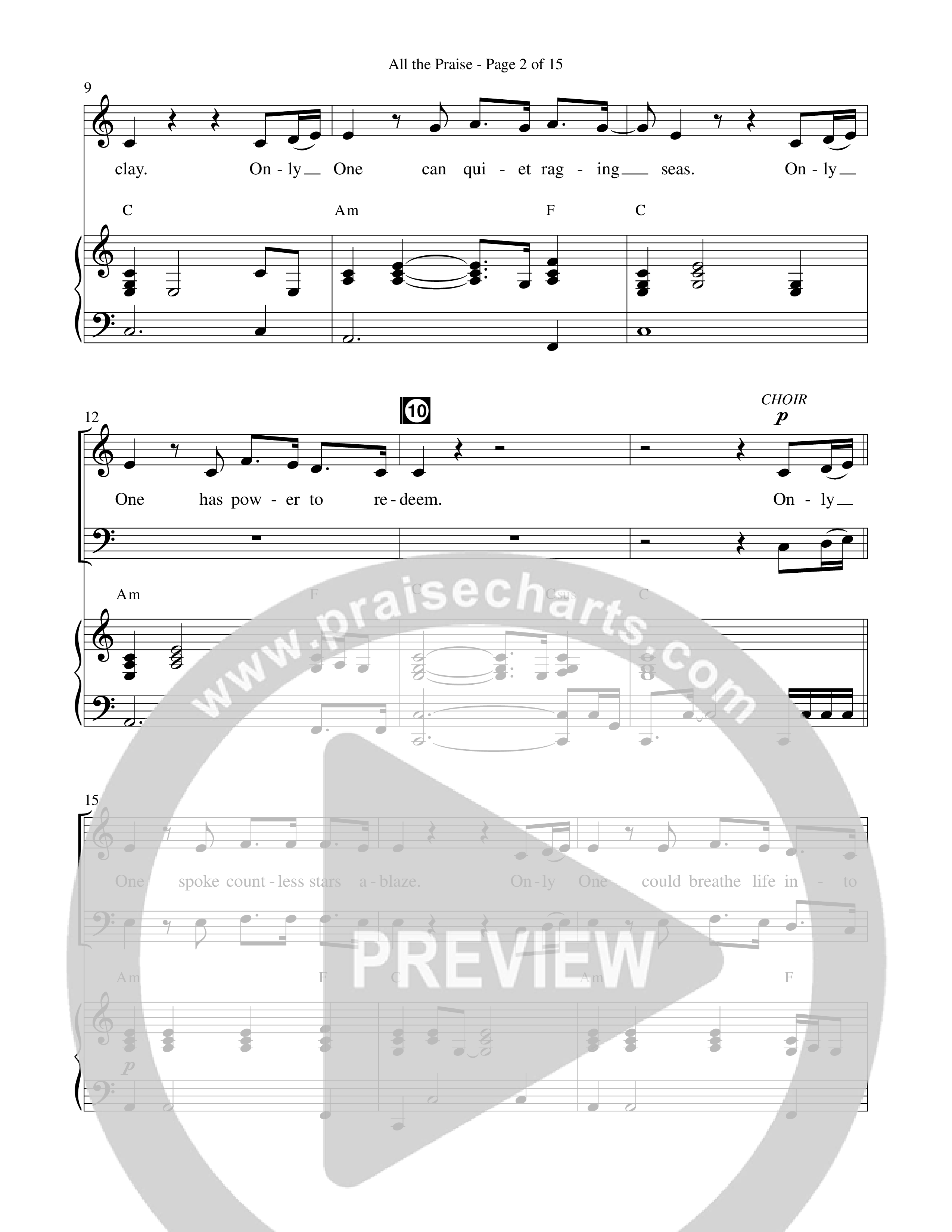 All The Praise (Choral Anthem SATB) Choral Vocal Parts (Prestonwood Worship / Prestonwood Choir / Arr. Michael Neale / Orch. Carson Wagner)