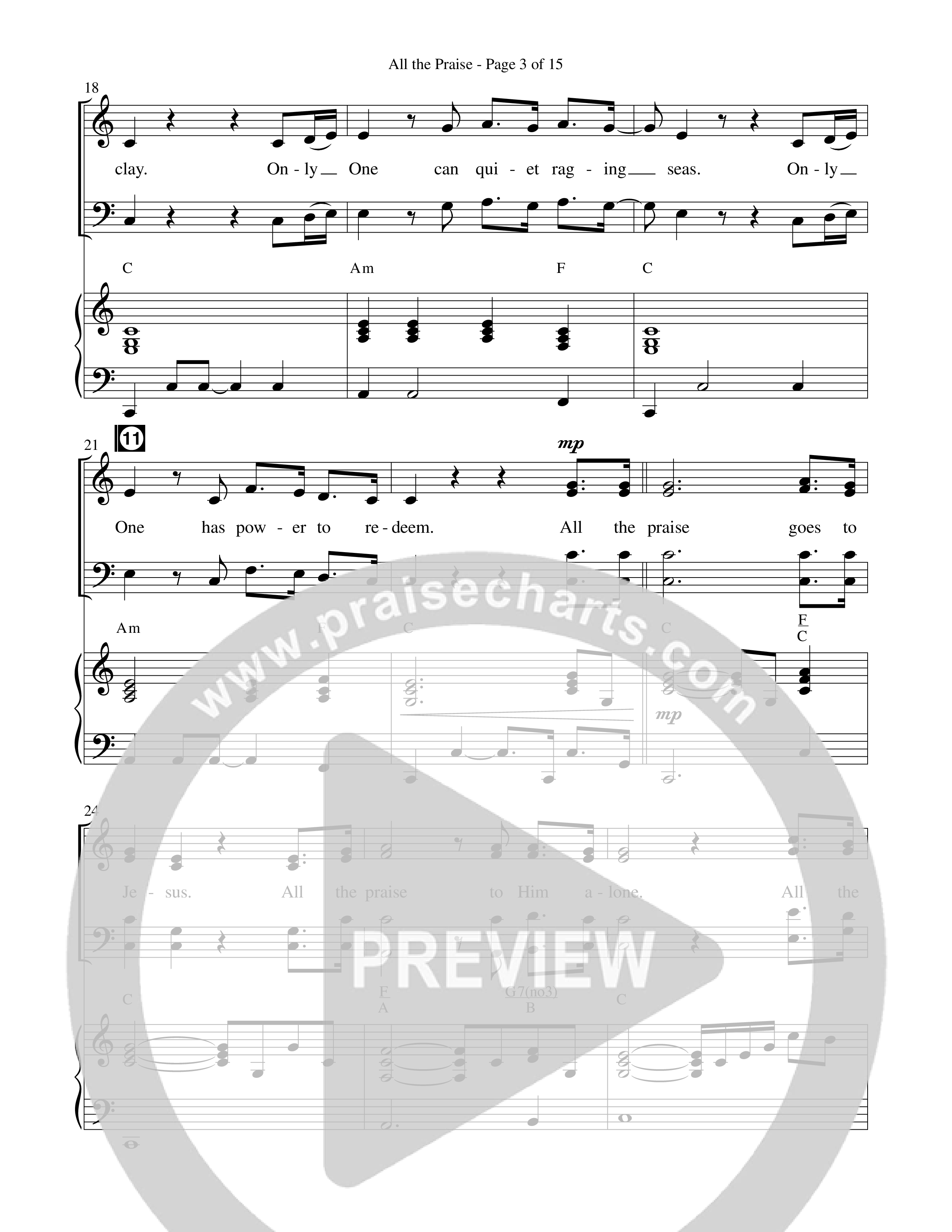 All The Praise (Choral Anthem SATB) Octavo (Vocals & Piano) (Prestonwood Worship / Prestonwood Choir / Arr. Michael Neale / Orch. Carson Wagner)