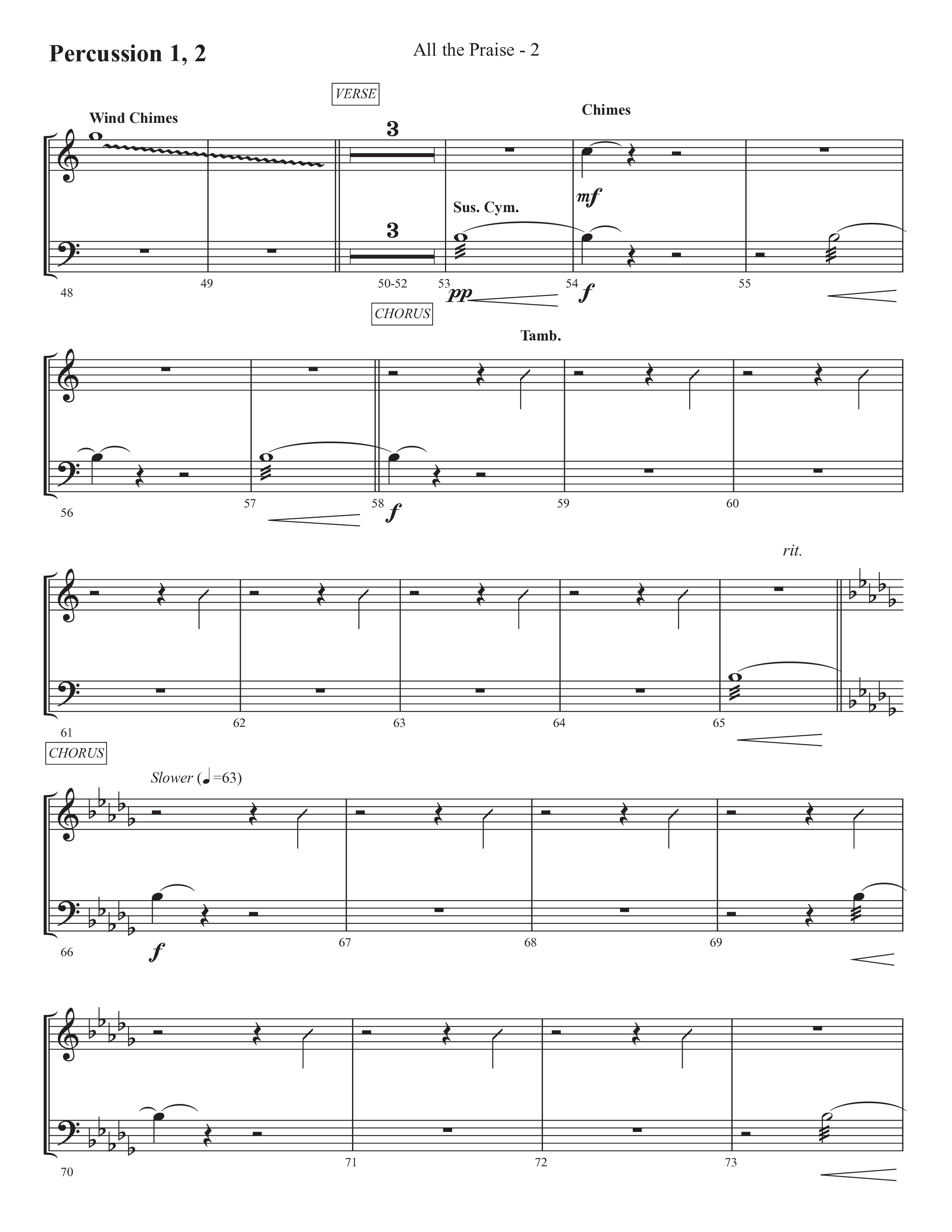 All The Praise (Choral Anthem SATB) Percussion 1/2 (Prestonwood Worship / Prestonwood Choir / Arr. Michael Neale / Orch. Carson Wagner)