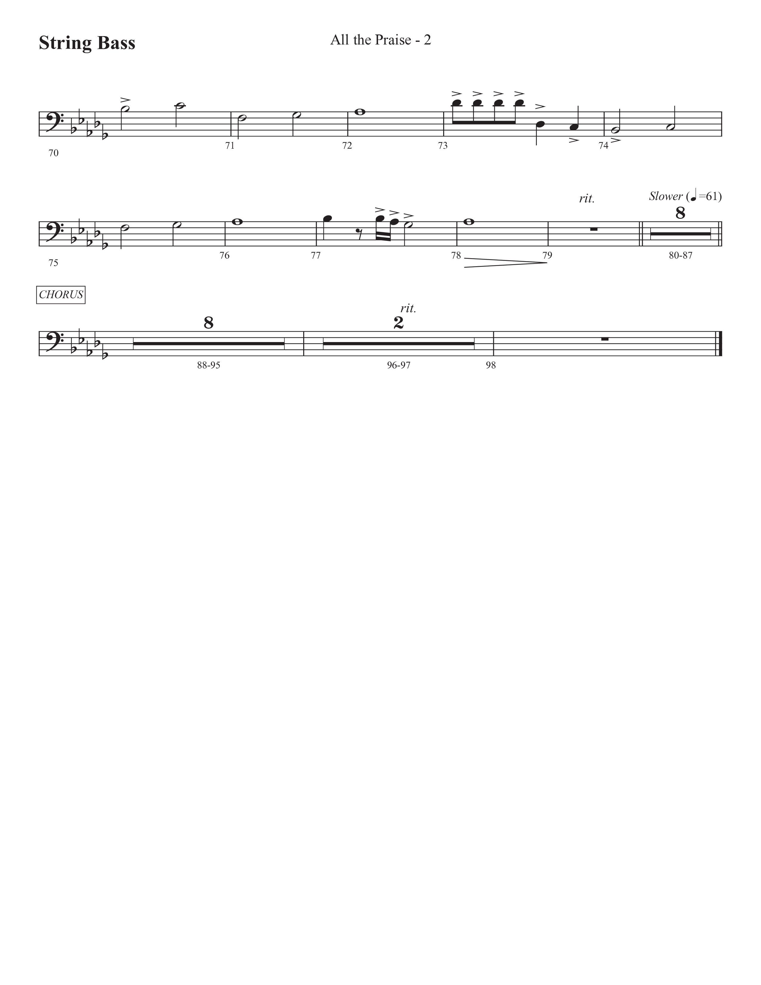 All The Praise (Choral Anthem SATB) String Bass (Prestonwood Worship / Prestonwood Choir / Arr. Michael Neale / Orch. Carson Wagner)