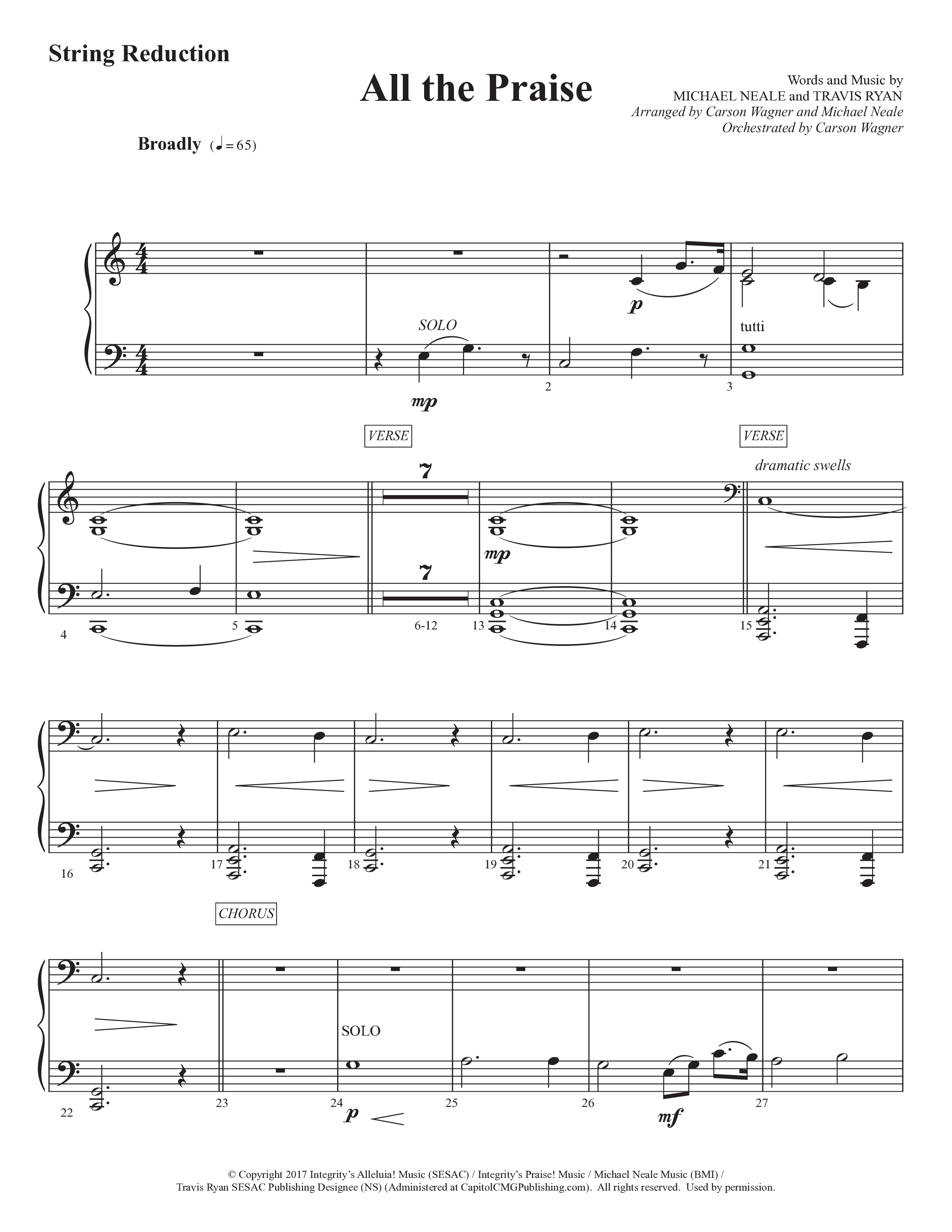 All The Praise (Choral Anthem SATB) String Reduction (Prestonwood Worship / Prestonwood Choir / Arr. Michael Neale / Orch. Carson Wagner)