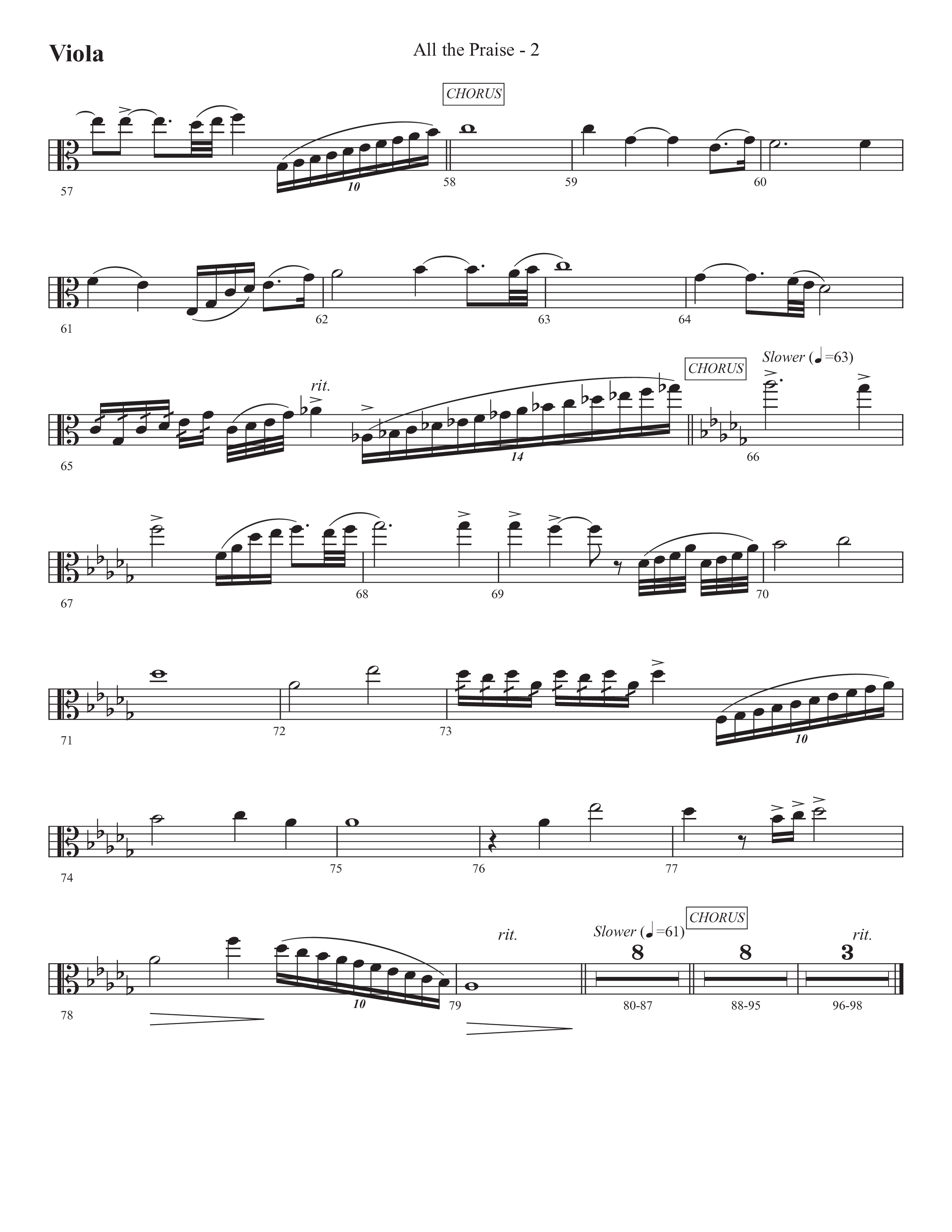 All The Praise (Choral Anthem SATB) Viola (Prestonwood Worship / Prestonwood Choir / Arr. Michael Neale / Orch. Carson Wagner)