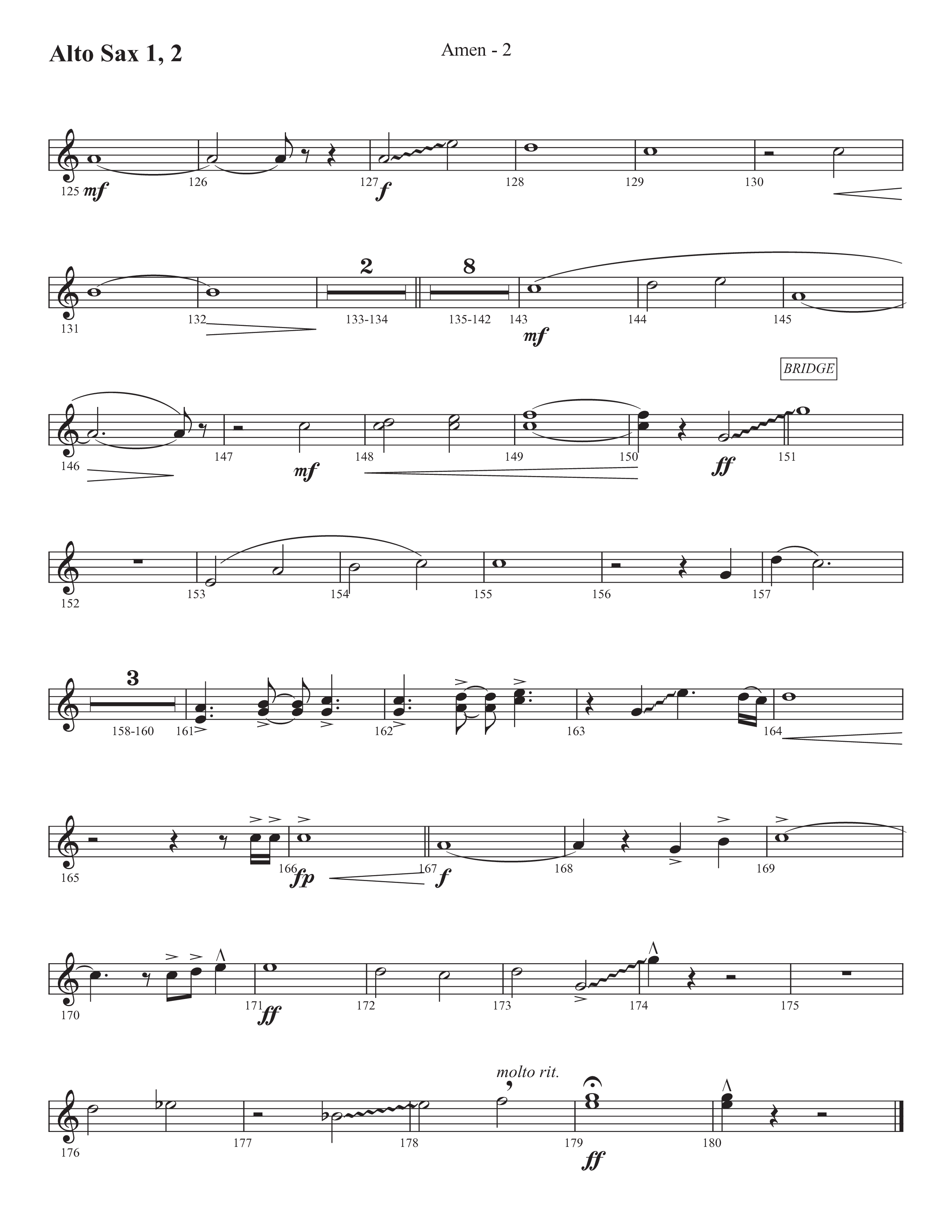 Amen (Choral Anthem SATB) Alto Sax 1/2 (Prestonwood Worship / Prestonwood Choir / Arr. Jonathan Walker)