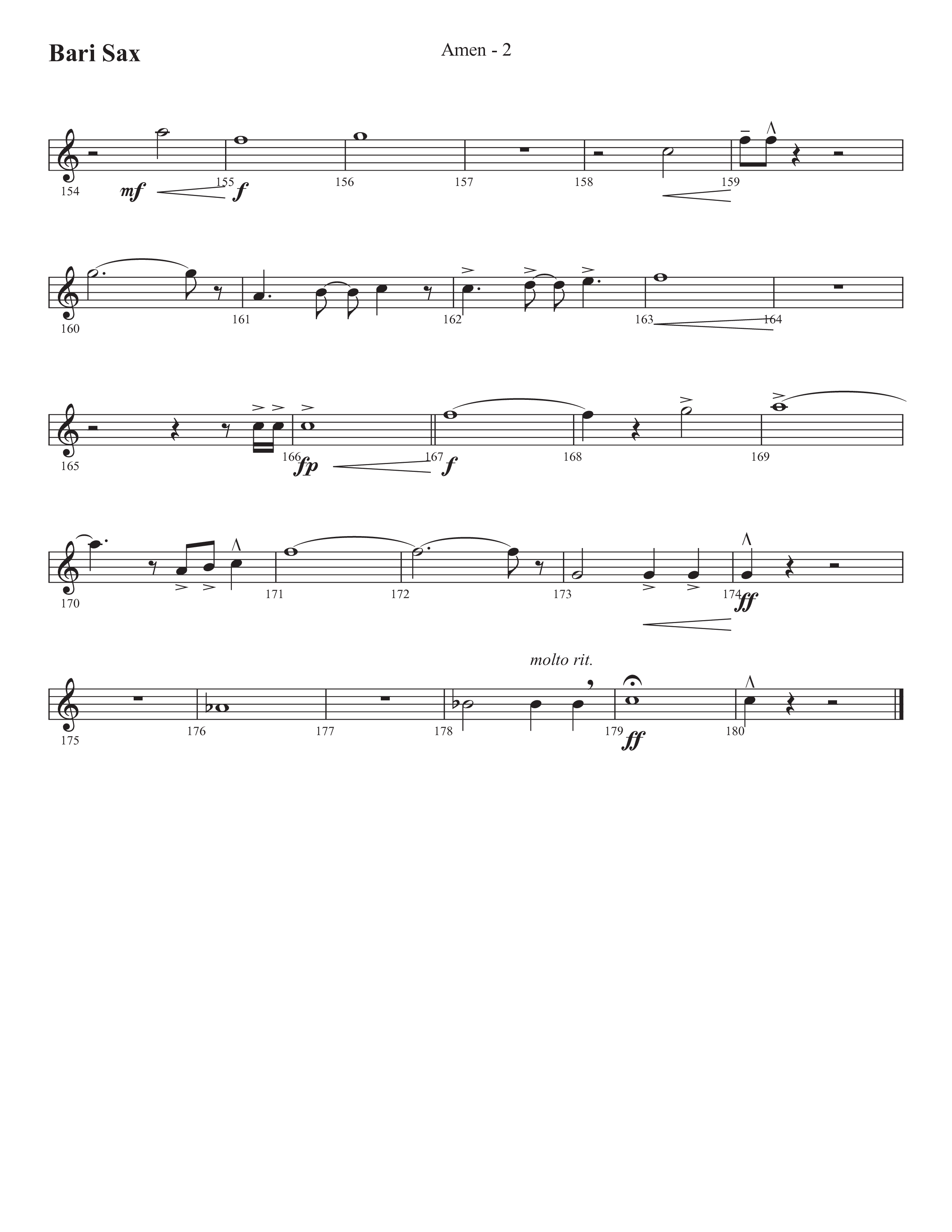 Amen (Choral Anthem SATB) Bari Sax (Prestonwood Worship / Prestonwood Choir / Arr. Jonathan Walker)