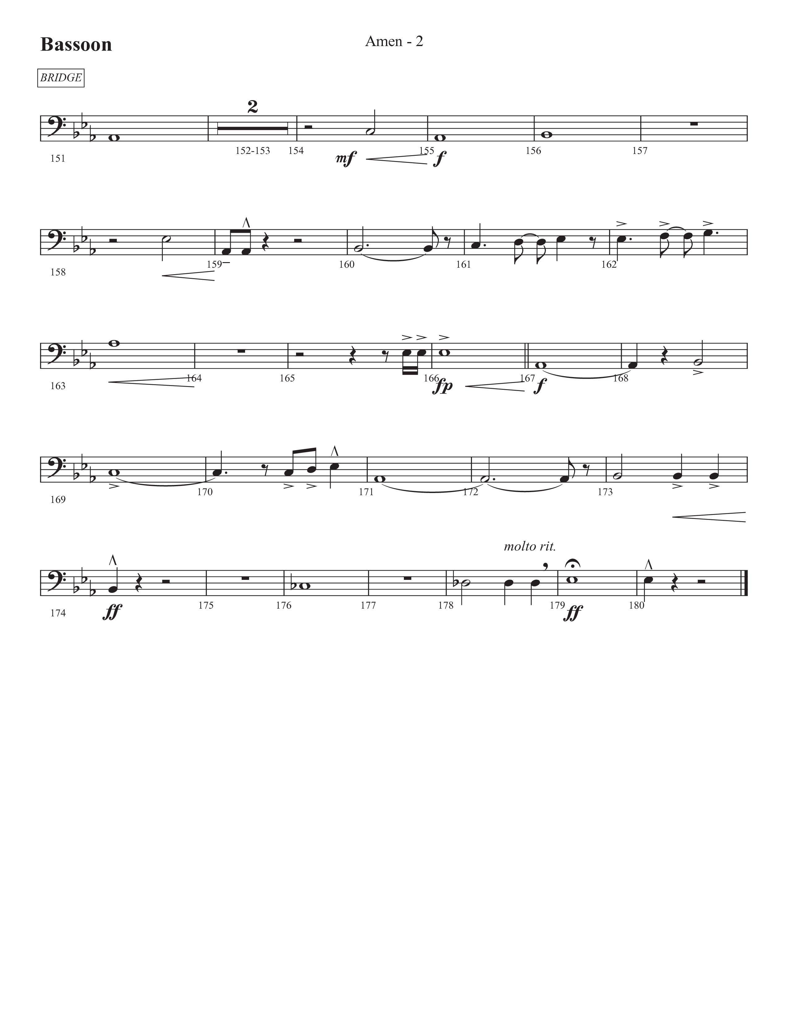Amen (Choral Anthem SATB) Bassoon (Prestonwood Worship / Prestonwood Choir / Arr. Jonathan Walker)