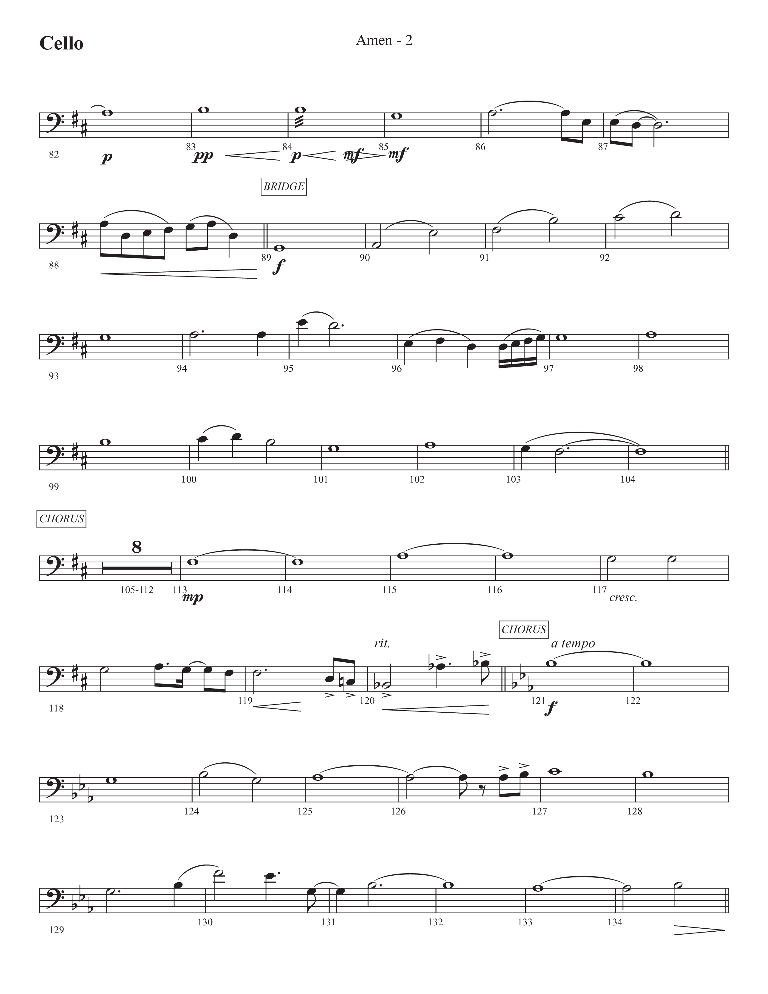 Amen (Choral Anthem SATB) Cello (Prestonwood Worship / Prestonwood Choir / Arr. Jonathan Walker)