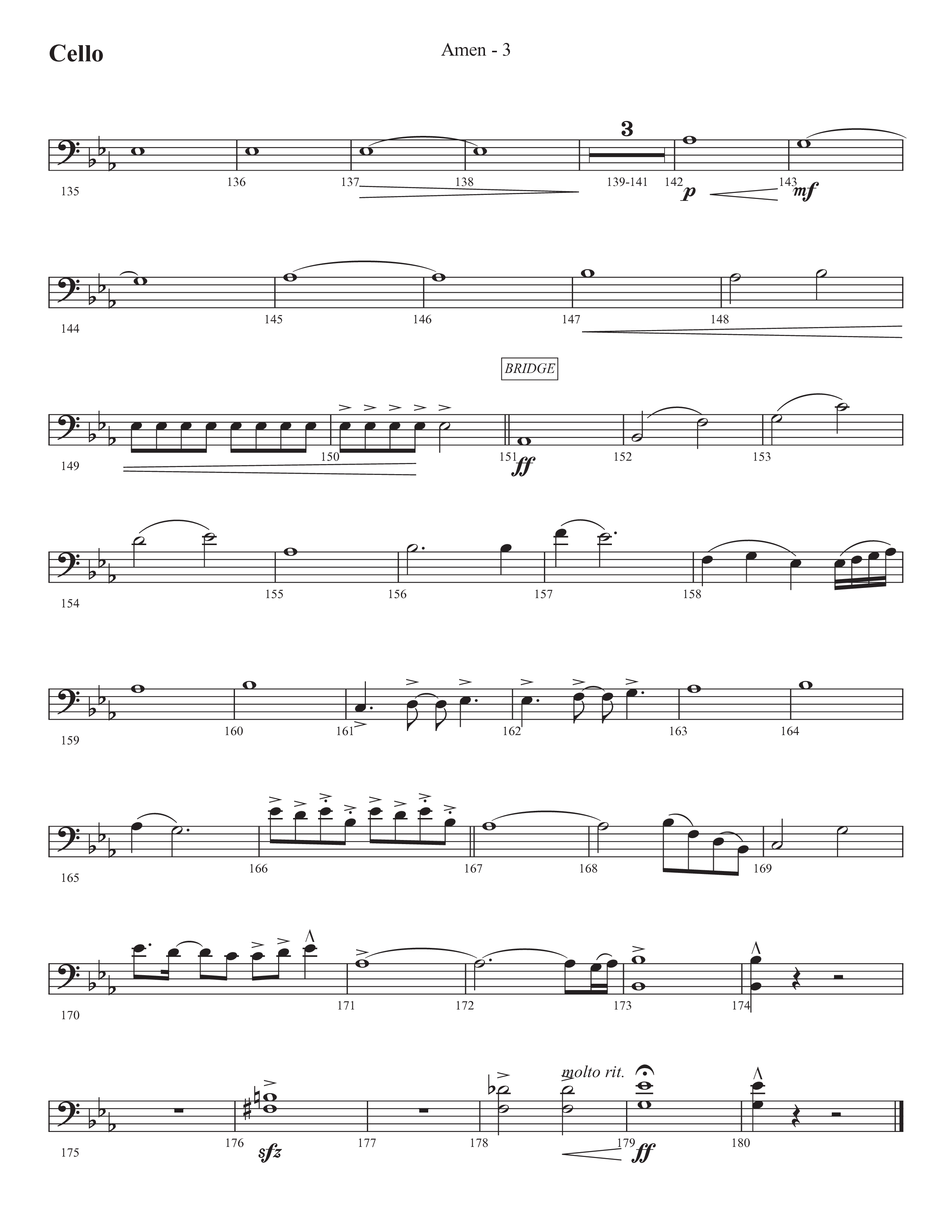 Amen (Choral Anthem SATB) Cello (Prestonwood Worship / Prestonwood Choir / Arr. Jonathan Walker)