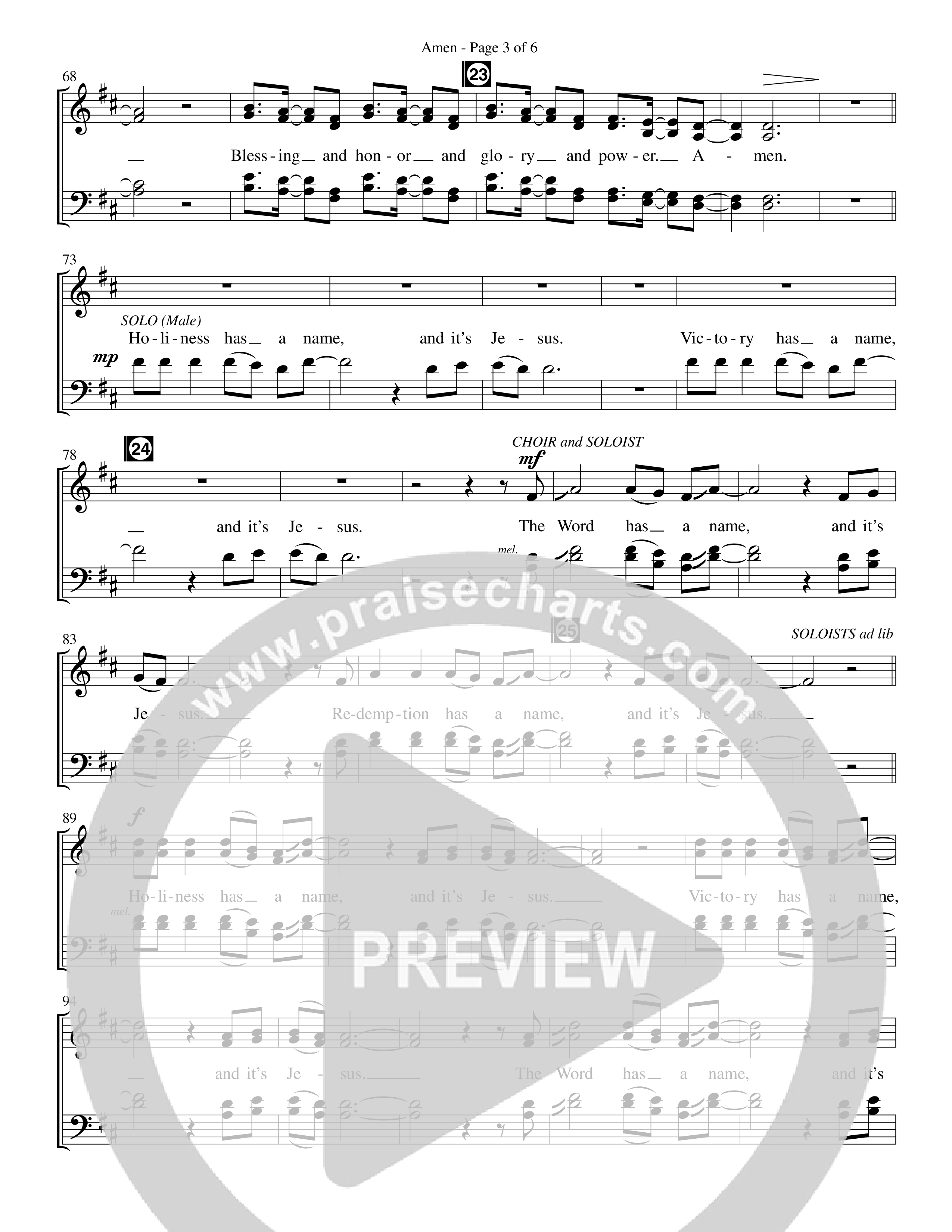 Amen (Choral Anthem SATB) Choir Sheet CH (Prestonwood Worship / Prestonwood Choir / Arr. Jonathan Walker)
