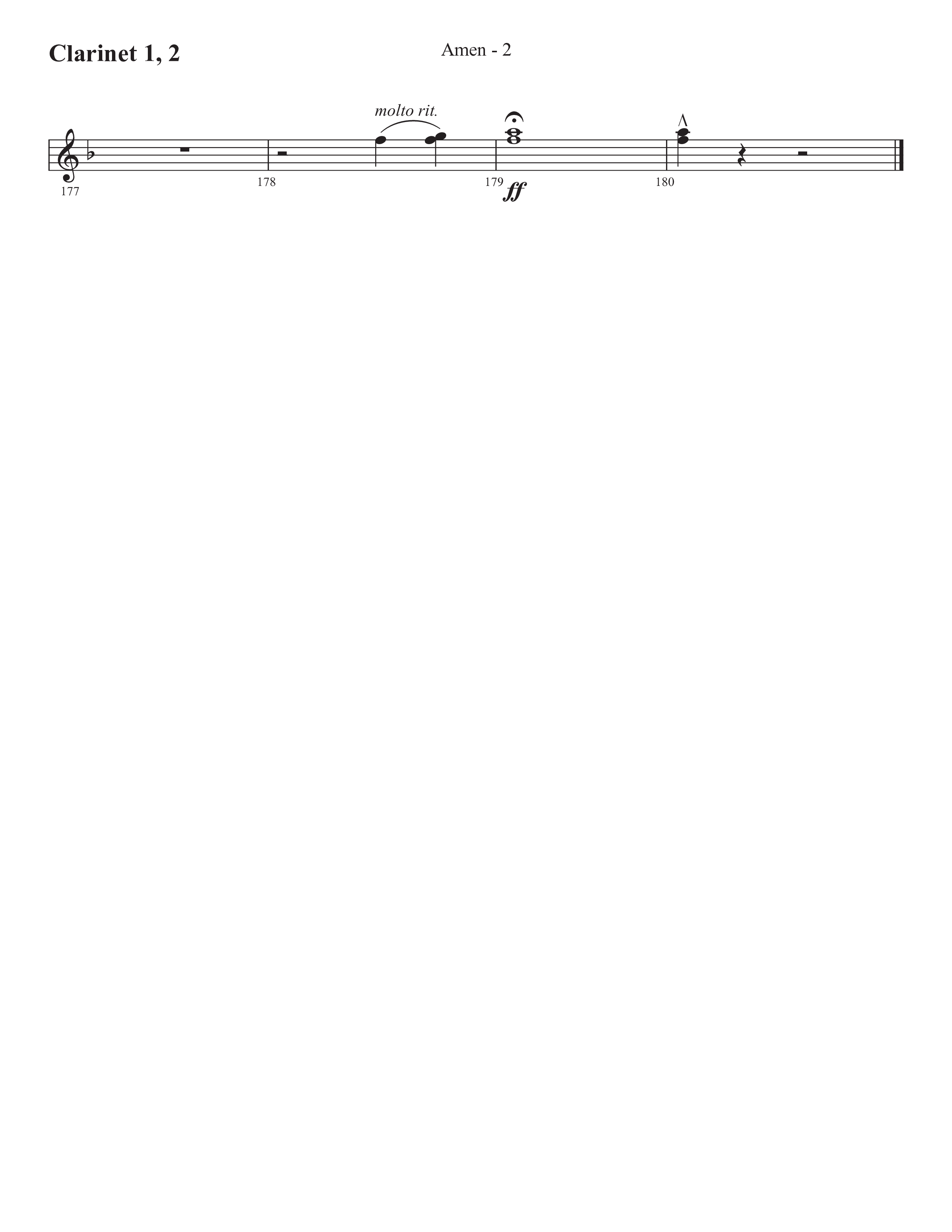 Amen (Choral Anthem SATB) Clarinet 1/2 (Prestonwood Worship / Prestonwood Choir / Arr. Jonathan Walker)