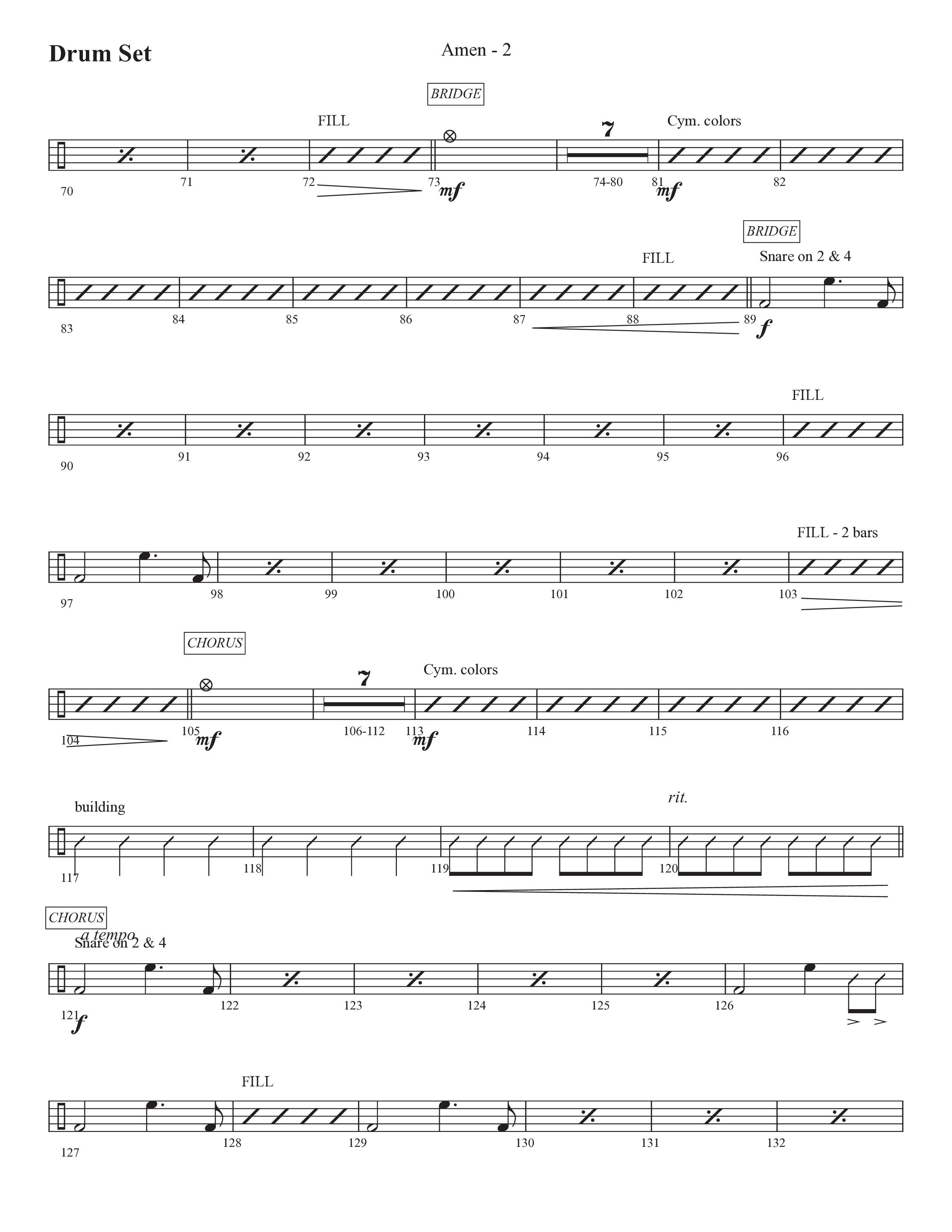 Amen (Choral Anthem SATB) Drum Set (Prestonwood Worship / Prestonwood Choir / Arr. Jonathan Walker)