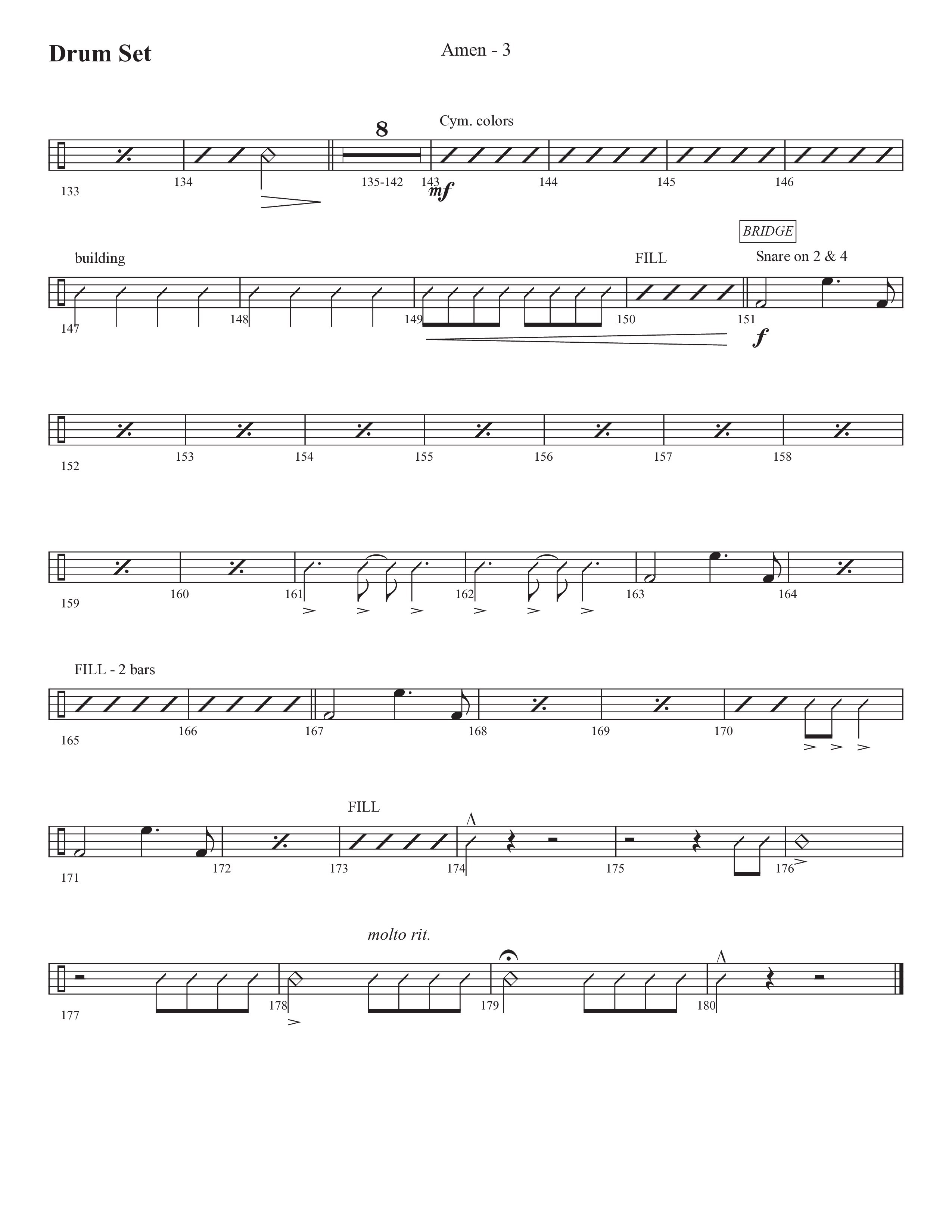 Amen (Choral Anthem SATB) Drum Set (Prestonwood Worship / Prestonwood Choir / Arr. Jonathan Walker)