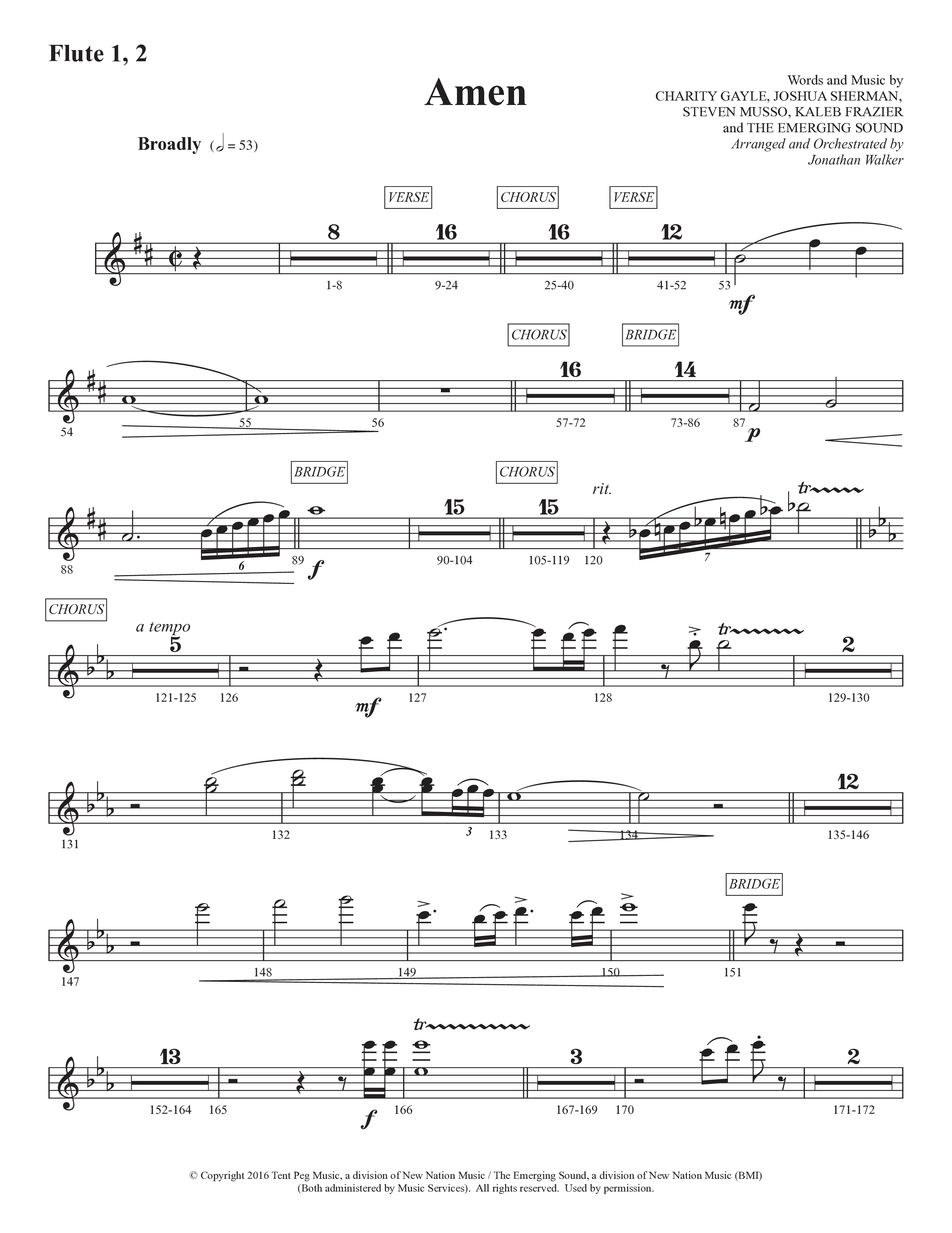 Amen (Choral Anthem SATB) Flute 1/2 (Prestonwood Worship / Prestonwood Choir / Arr. Jonathan Walker)