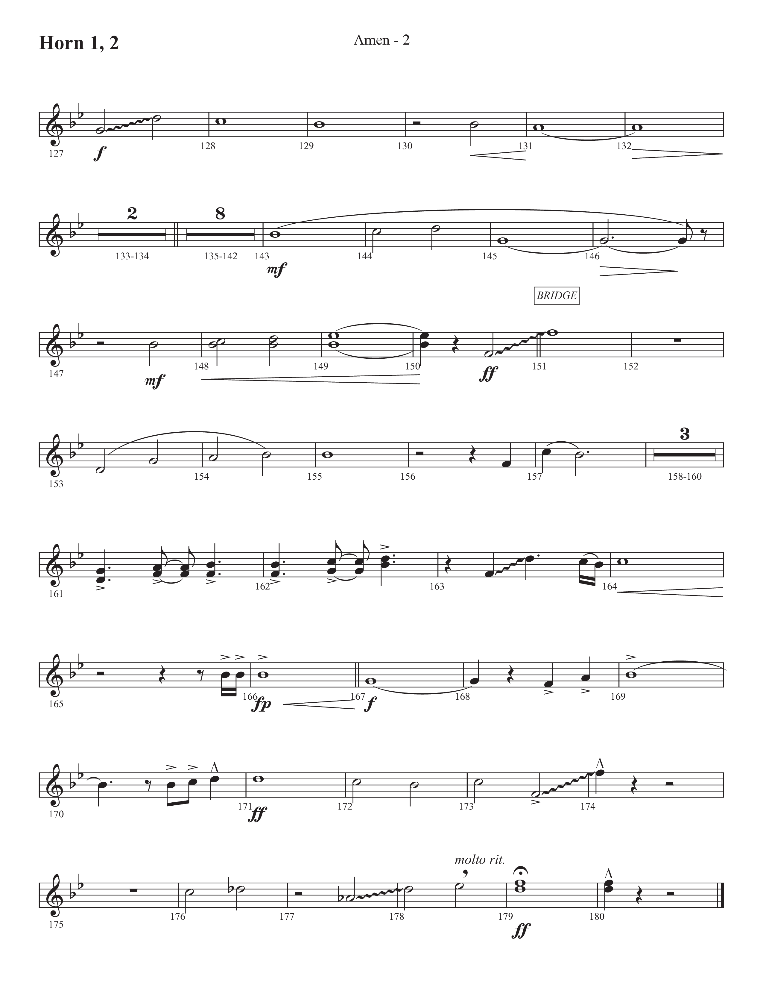 Amen (Choral Anthem SATB) French Horn 1/2 (Prestonwood Worship / Prestonwood Choir / Arr. Jonathan Walker)