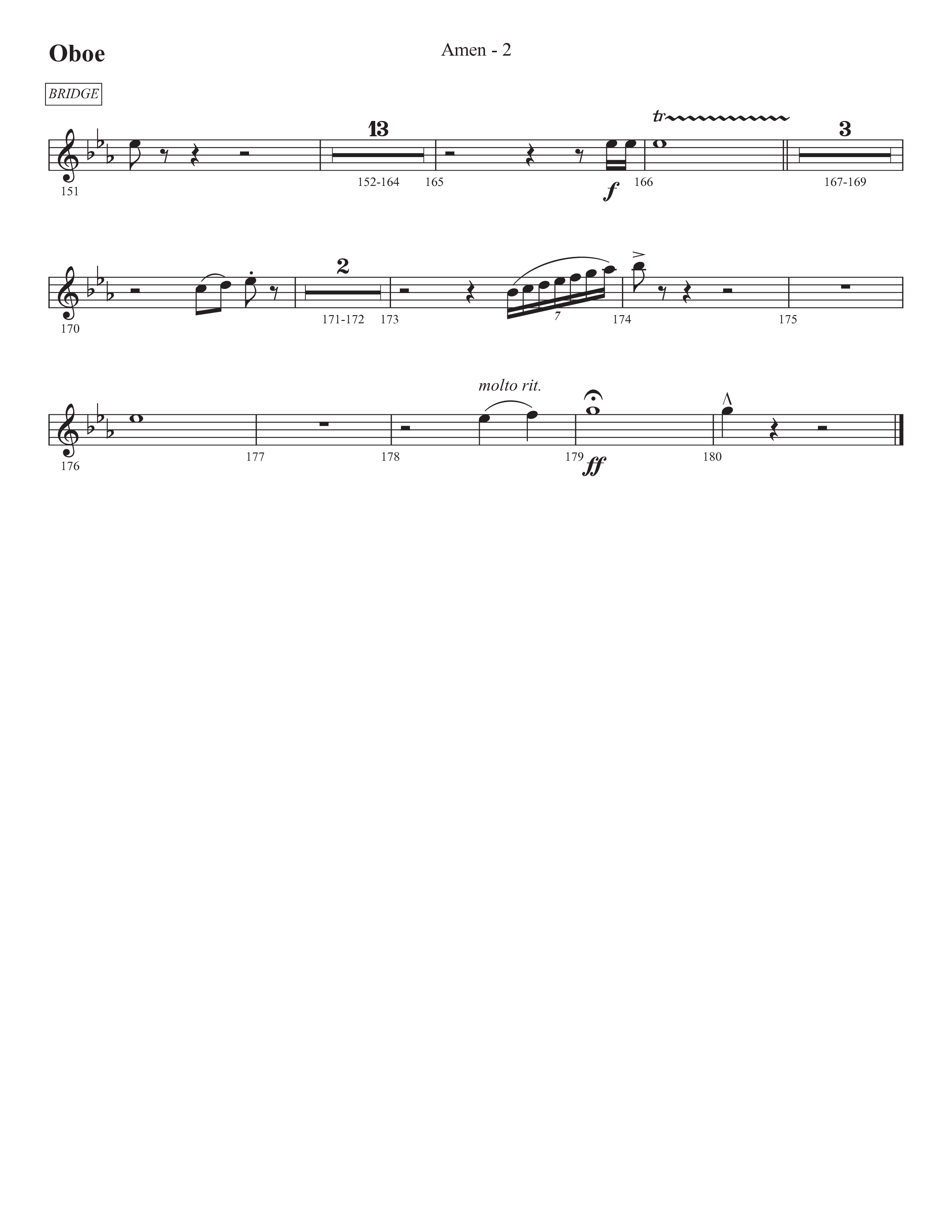Amen (Choral Anthem SATB) Oboe (Prestonwood Worship / Prestonwood Choir / Arr. Jonathan Walker)